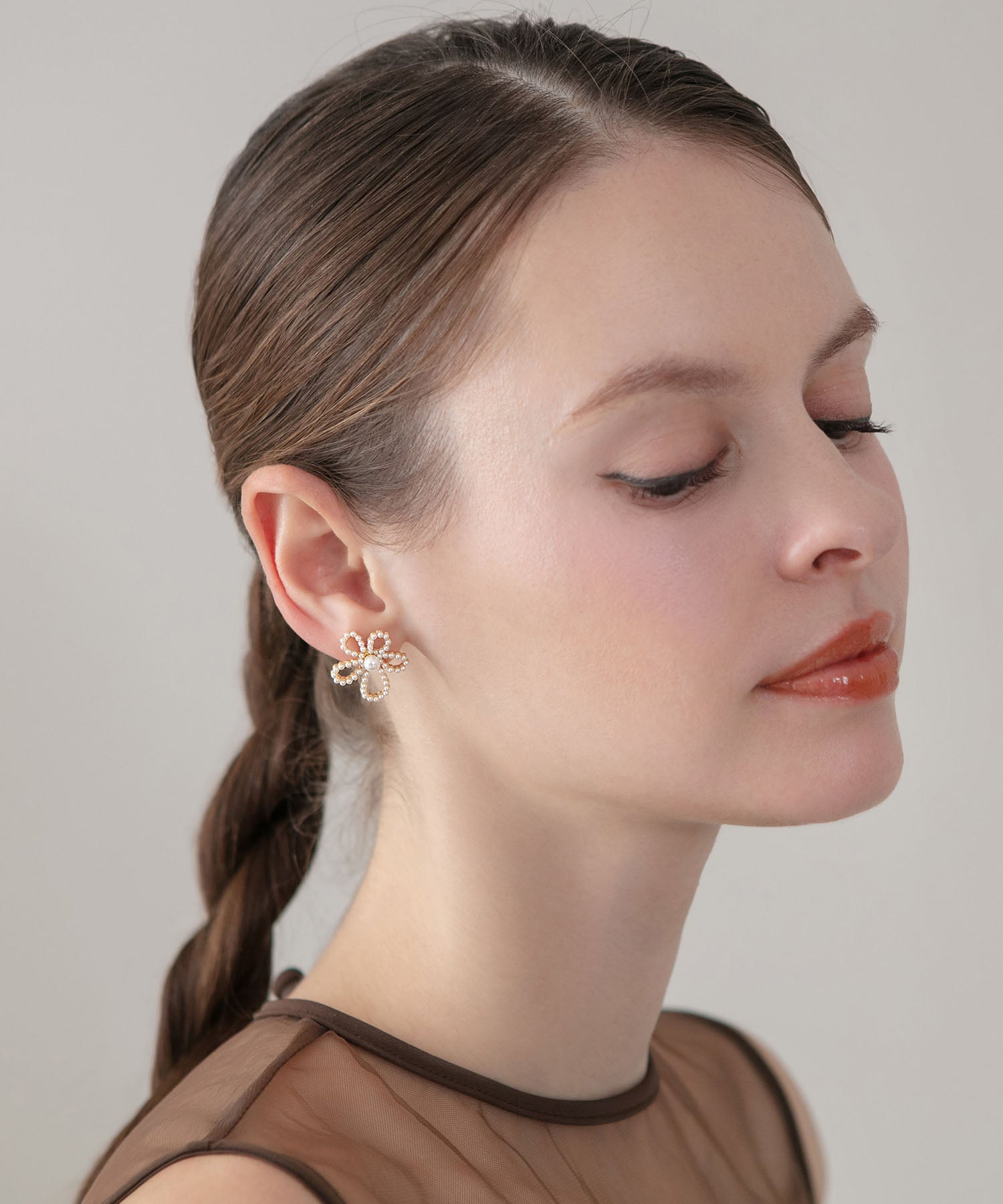 【当日発送】フラワービジューパールピアス