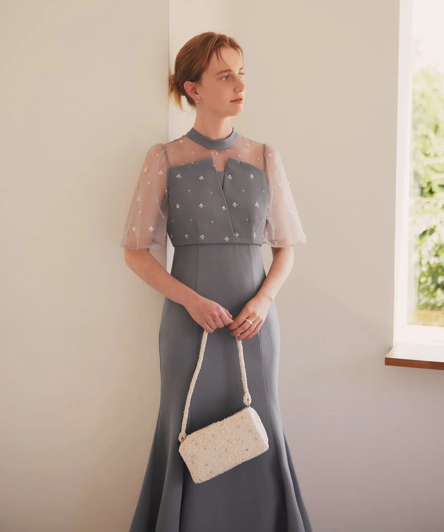 【當天出貨】碎花亮片薄紗重疊魚尾裙