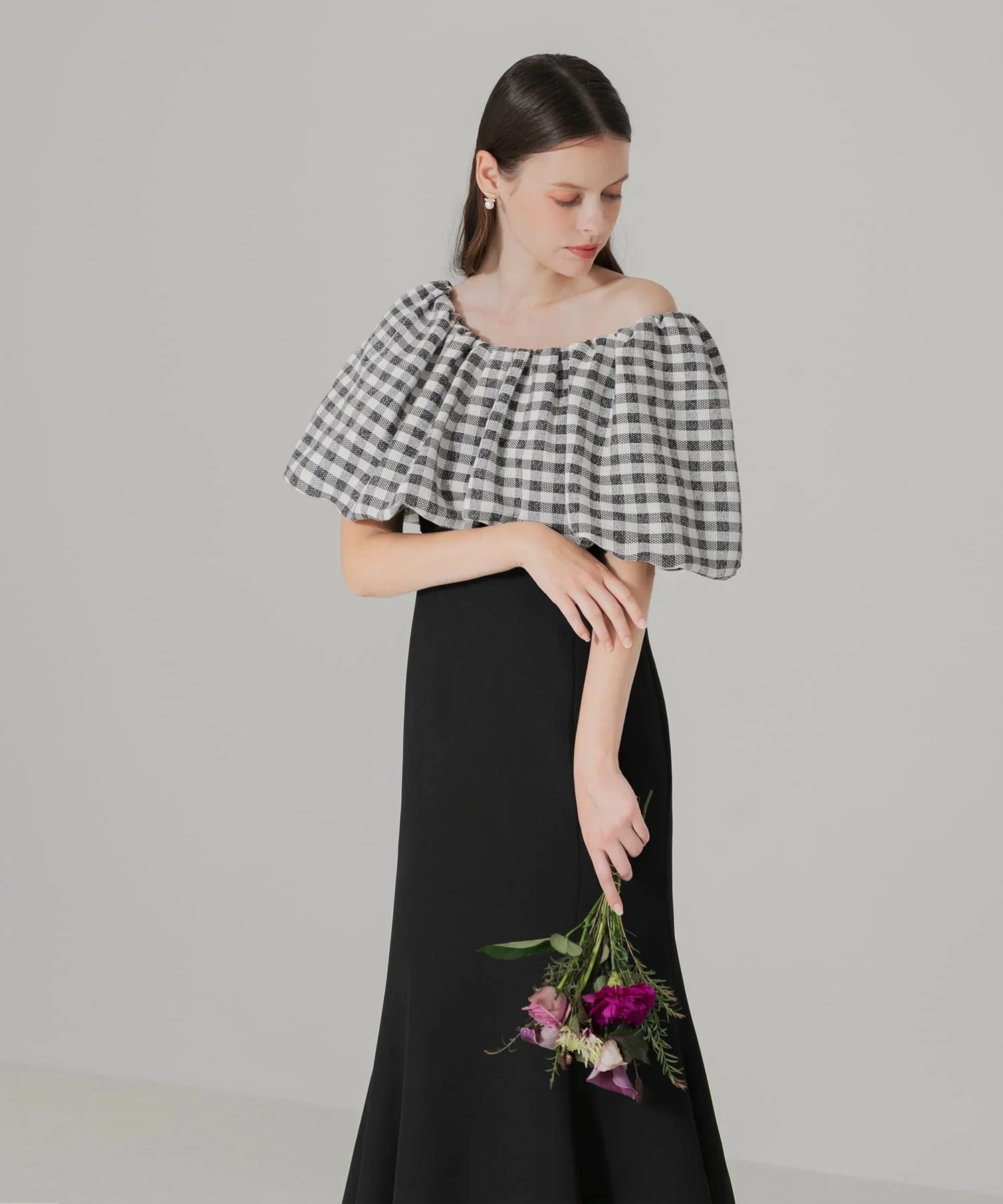 【当日発送】2WAYオフショルダーパフスリーブマーメイドワンピースドレス