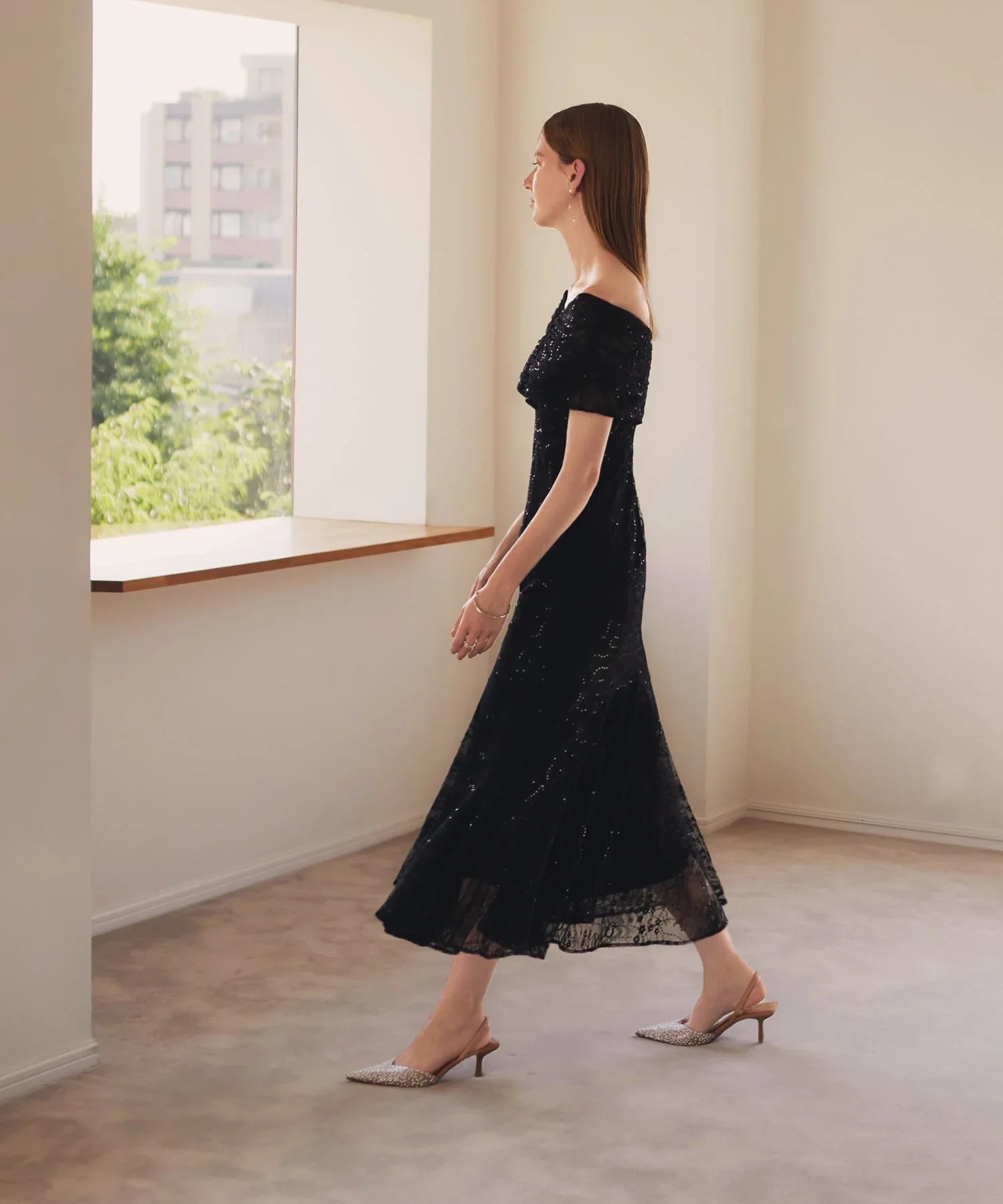 【当日発送】2WAYレース花柄オフショルダーマーメイドワンピースドレス