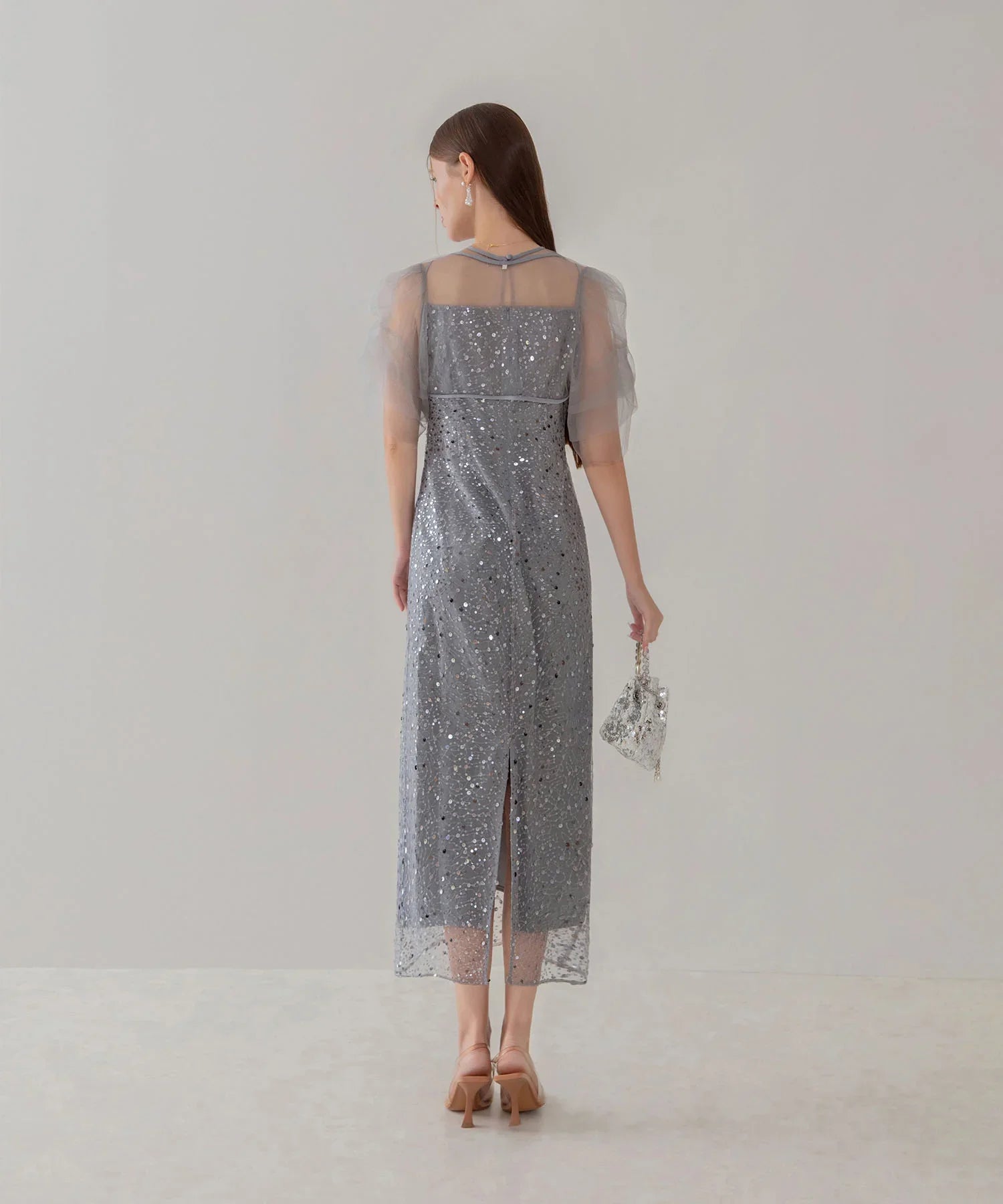 【当日発送】スパンコールパールミックスボレロIラインワンピースドレス