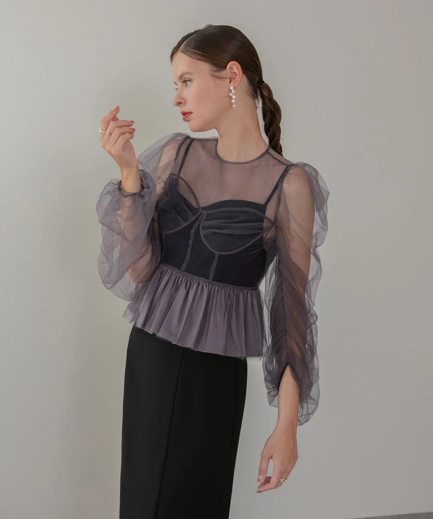 【当日発送】チュールペプラムトップスセットキャミワンピースドレス