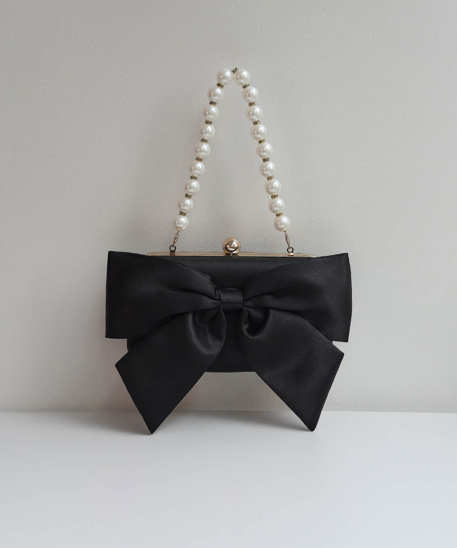 【当日発送】2WAYビッグリボンパールハンドルバッグ