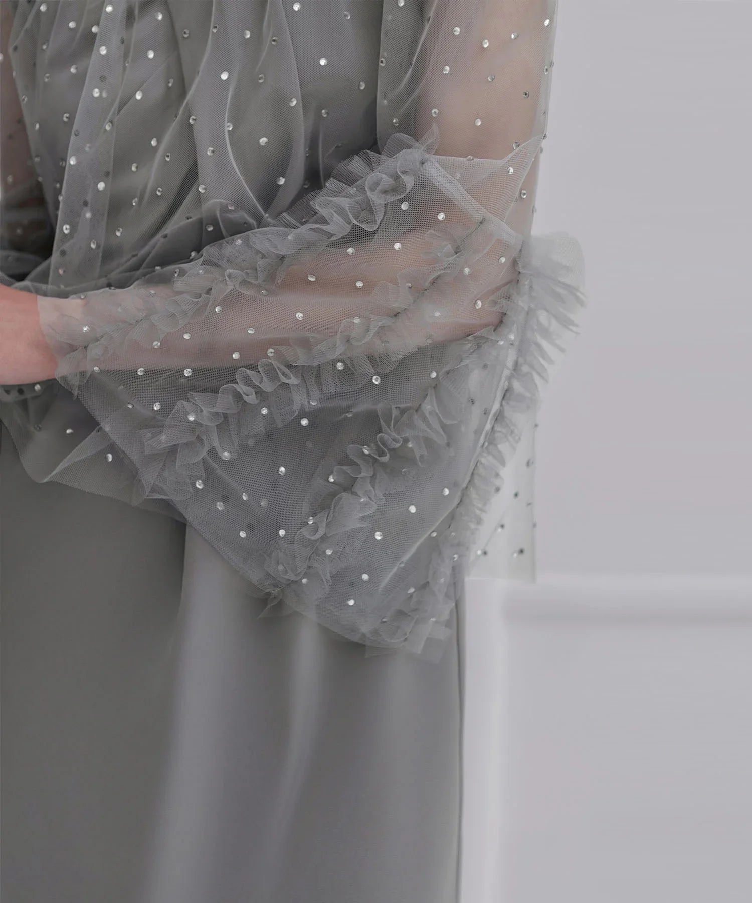 【当日発送】ドットストーンオフショルIラインワンピースドレス