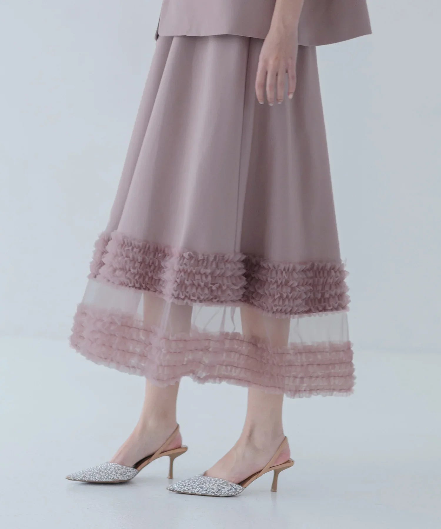 【当日発送】チュールフリルセットアップワンピースドレス