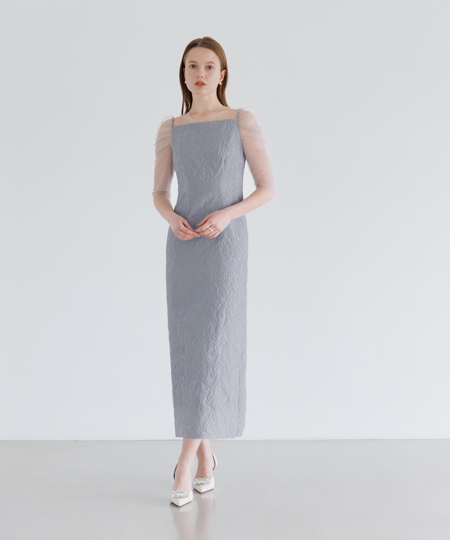 【当日発送】3WAYティアードフリルジャガードIラインワンピースドレス