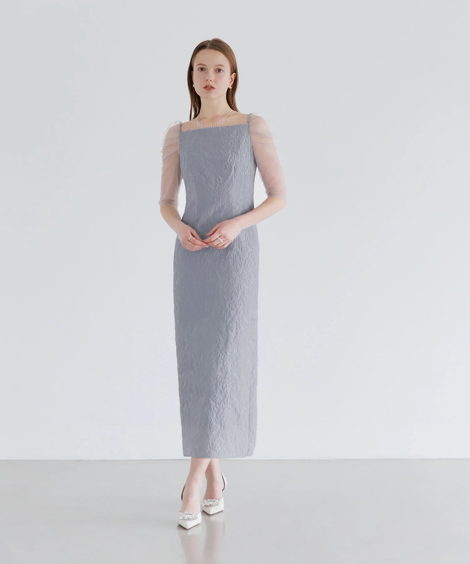 【当日発送】3WAYティアードフリルジャガードIラインワンピースドレス