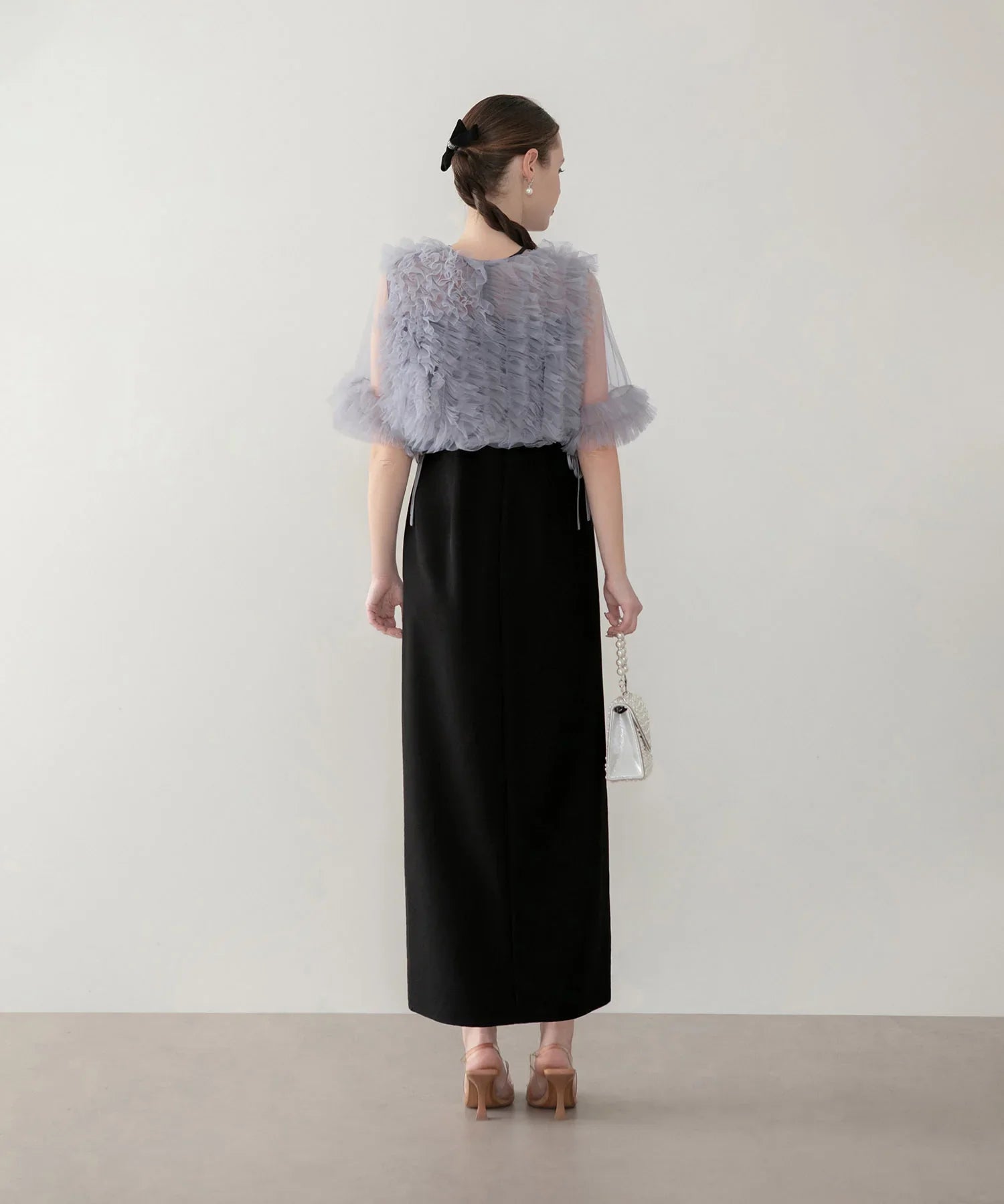 【当日発送】チュールフリルビスチェIラインワンピースドレス