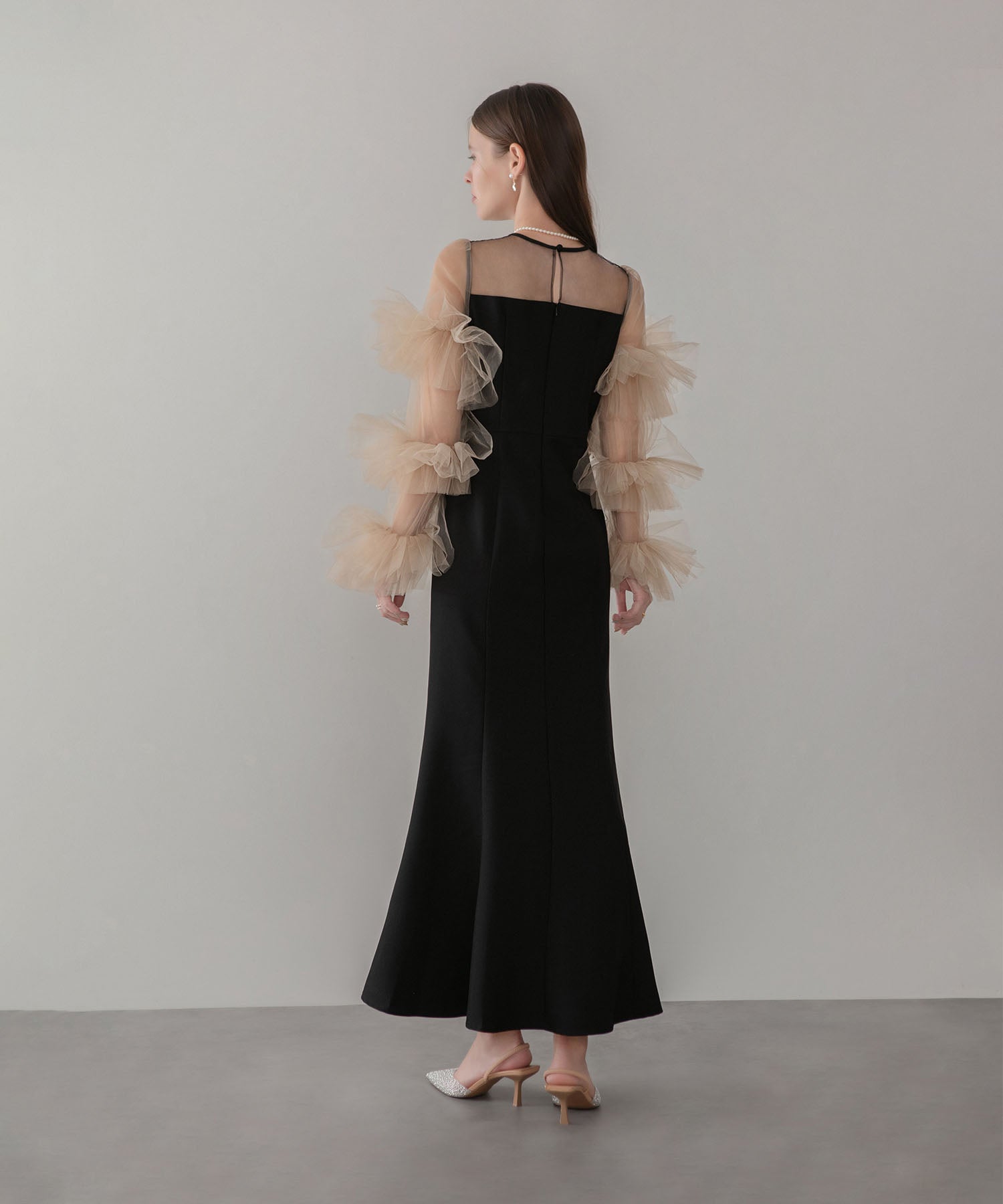 【当日発送】ボリュームチュールスリーブベストセットアップドレス