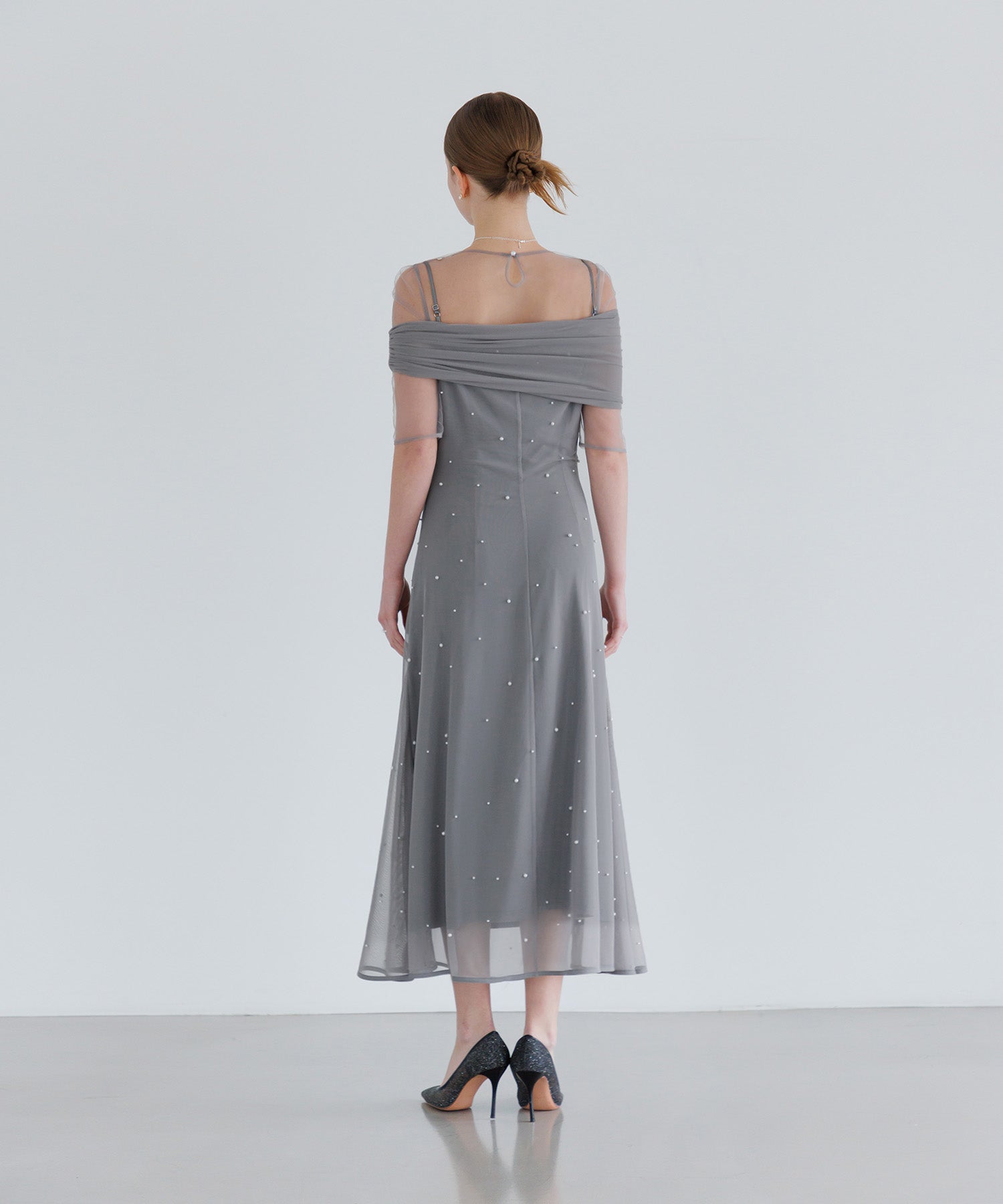 【一部当日発送】2WAYチュールトップスパールAラインワンピースドレス