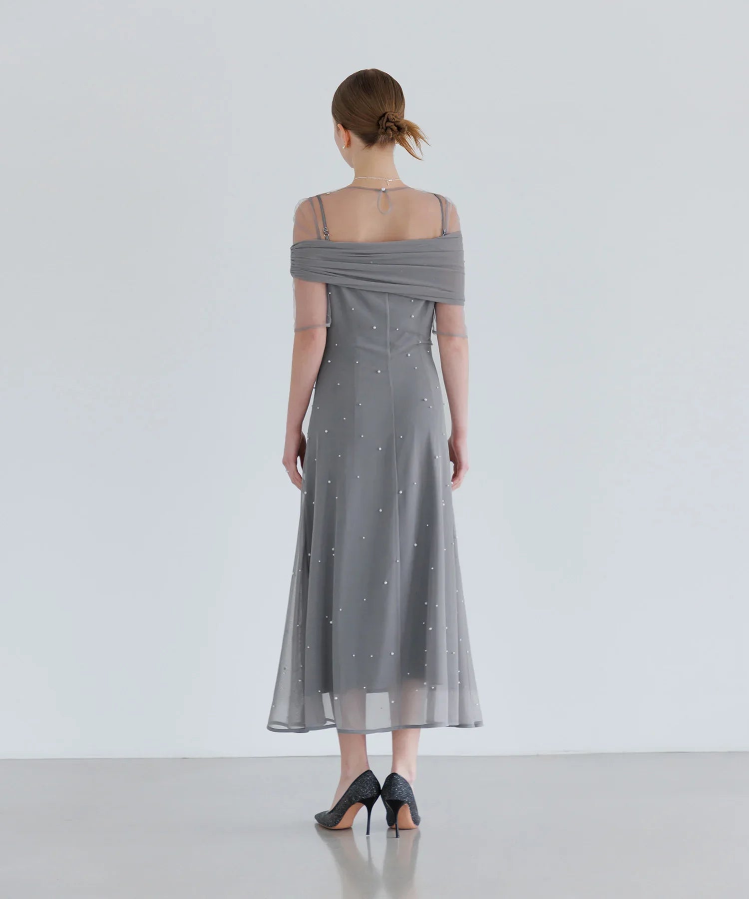 【一部当日発送】2WAYチュールトップスパールAラインワンピースドレス