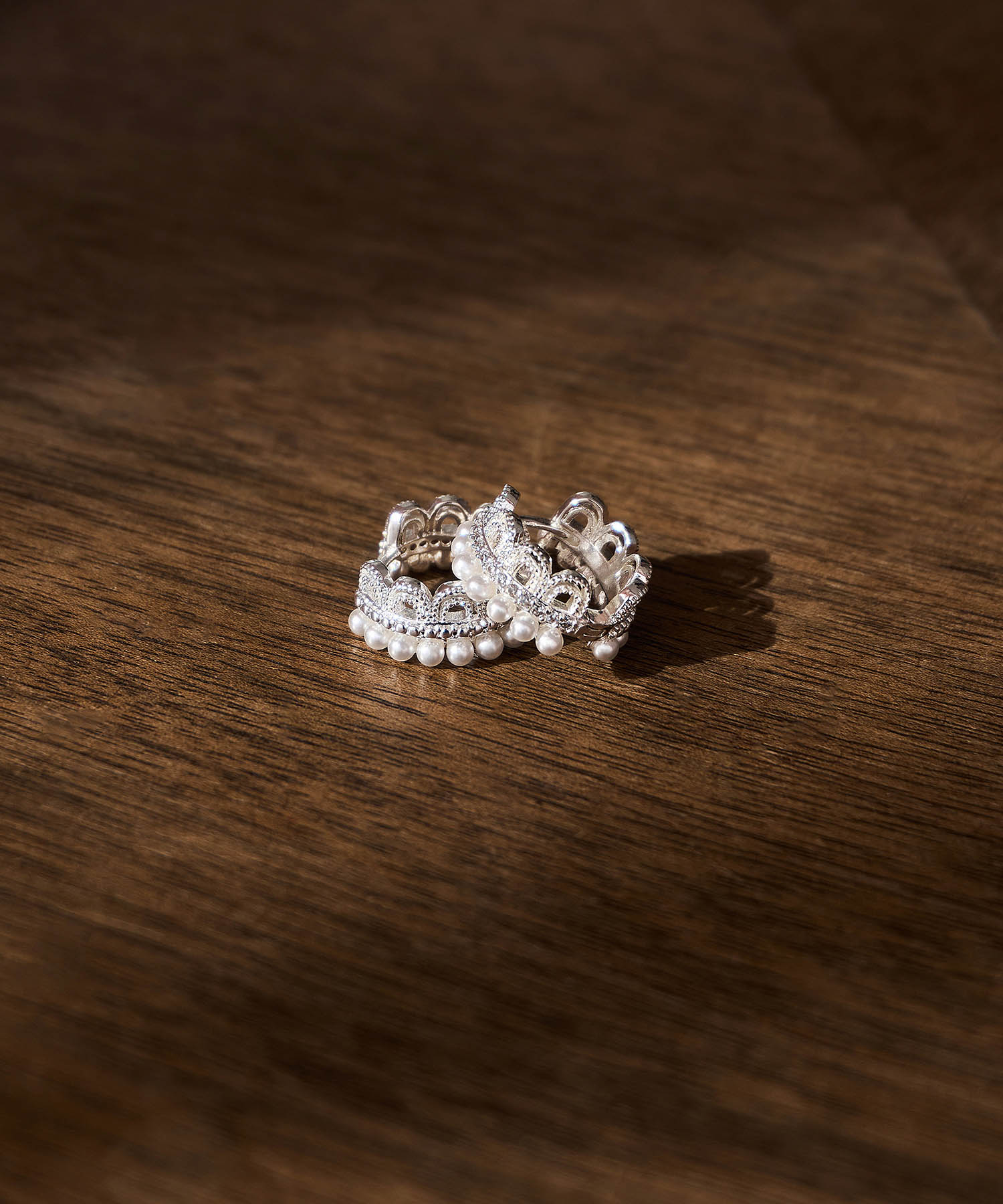 【当日発送】パールレースフープピアス