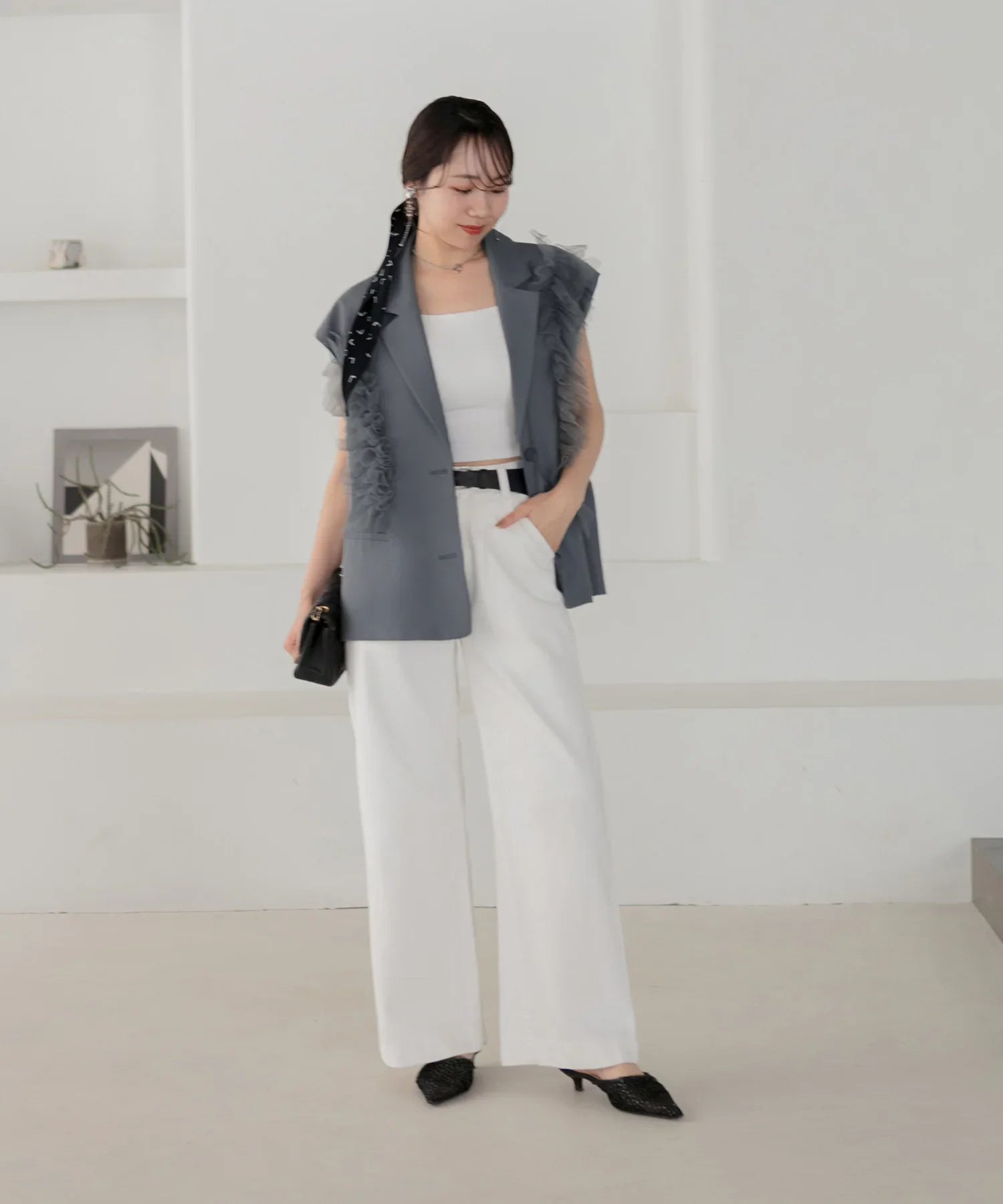 【当日発送】チュールフリルセットアップワンピースドレス