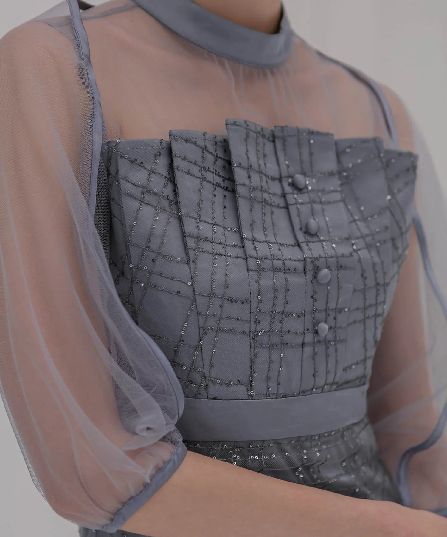 【当日発送】ラメチェックチュールボレロIラインドレス