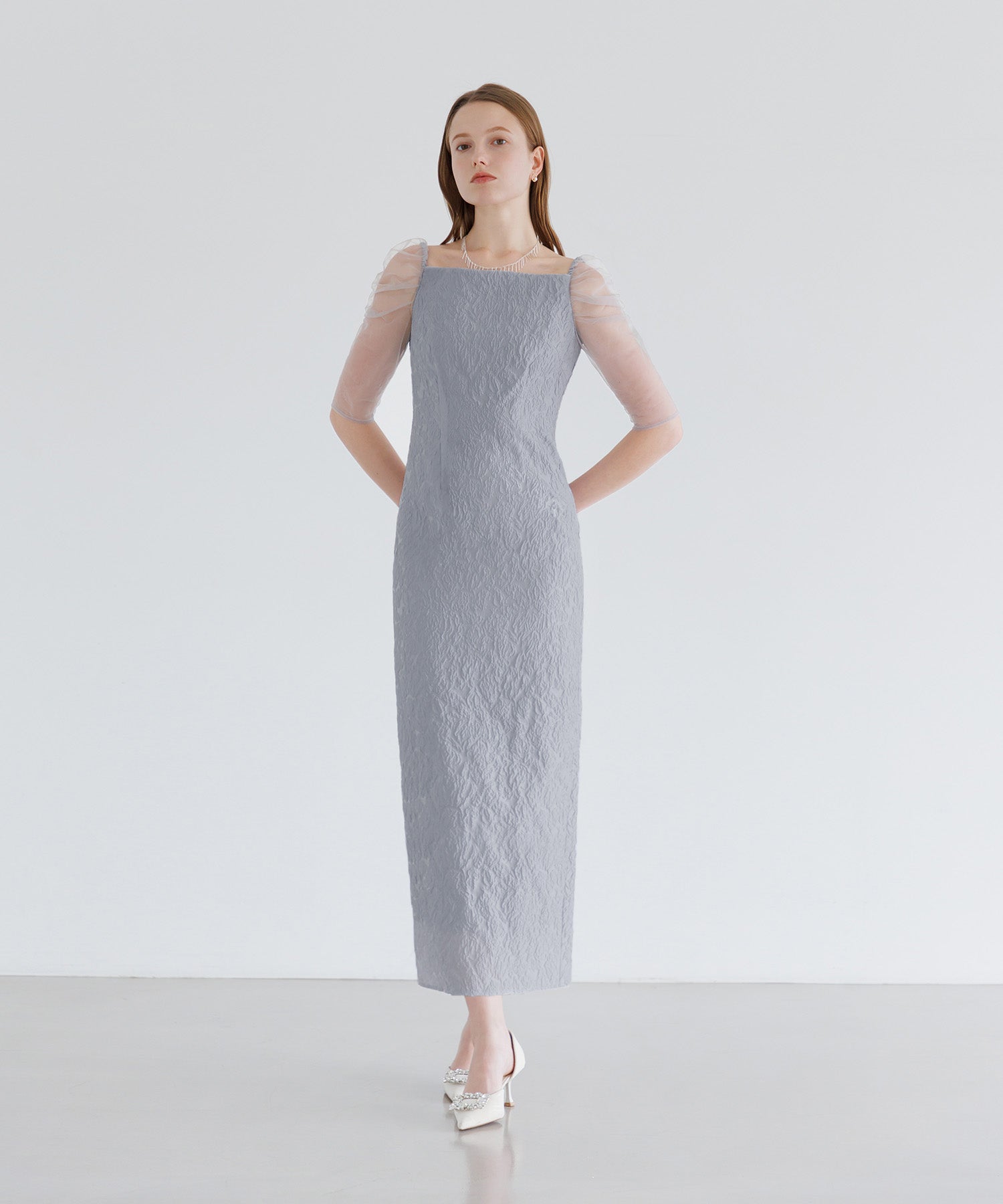 【当日発送】3WAYティアードフリルジャガードIラインワンピースドレス