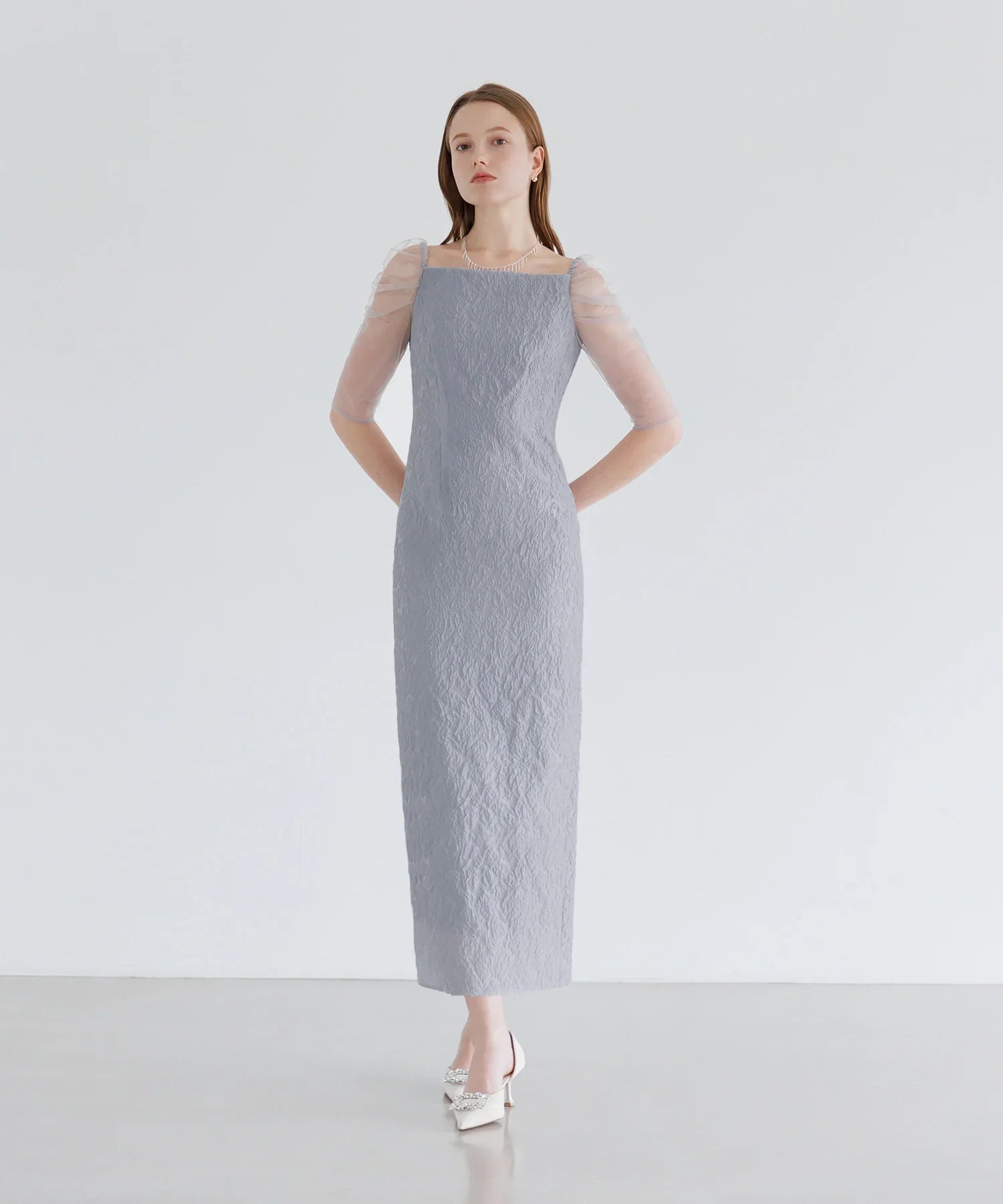 【当日発送】3WAYティアードフリルジャガードIラインワンピースドレス