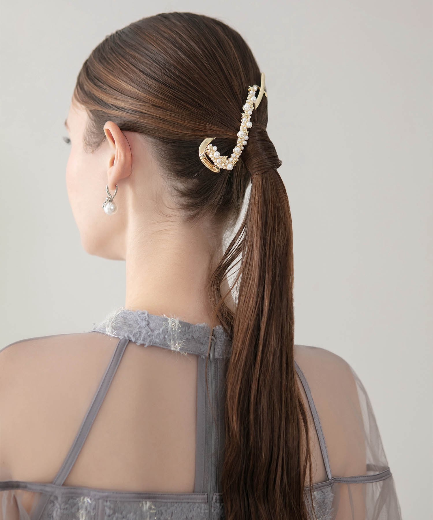 【当日発送】パールスタービジューメタルニュアンスヘアクリップ