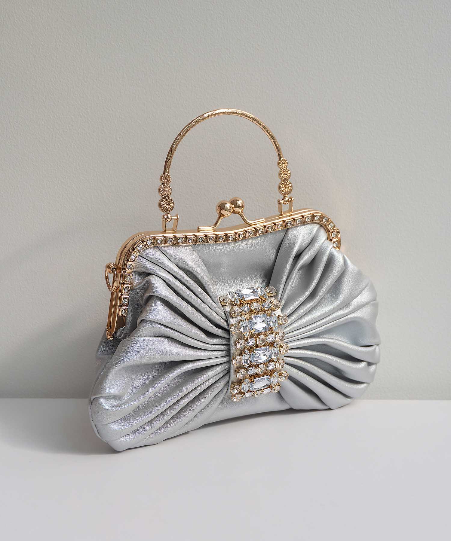 【当日発送】2WAYビジューバックル シャーリングハンドバッグ