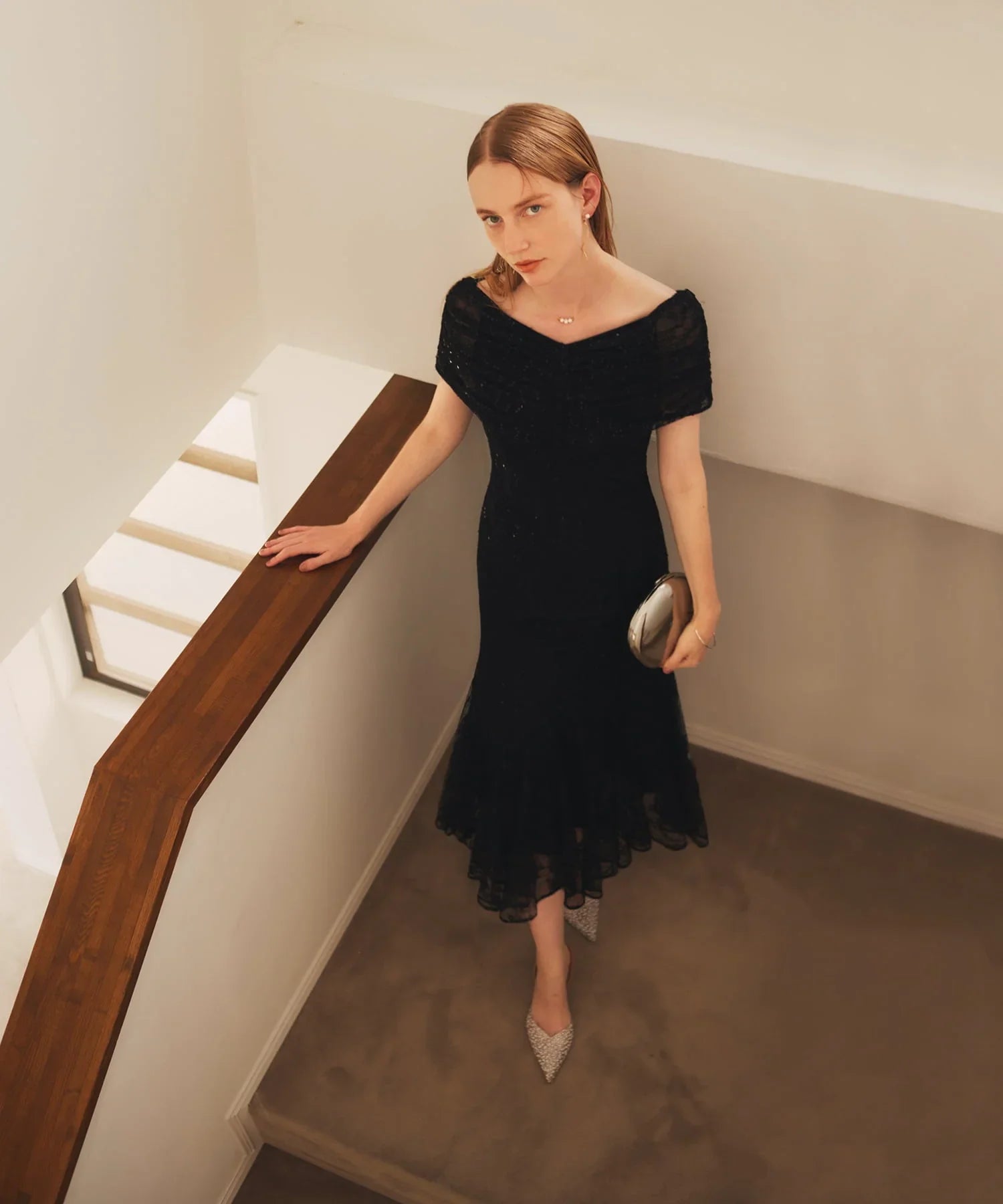 【当日発送】2WAYレース花柄オフショルダーマーメイドワンピースドレス