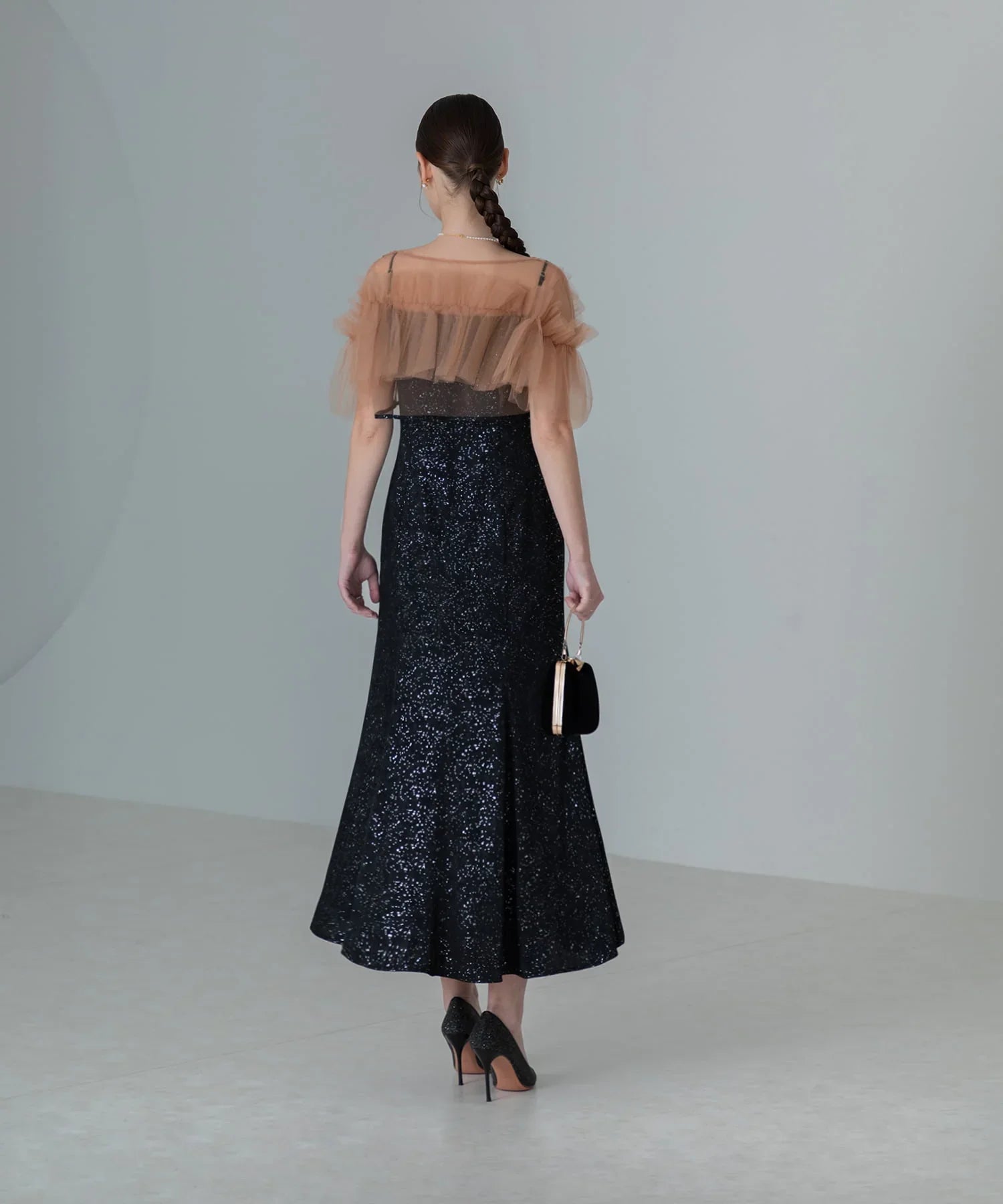 【当日発送】チュールフリルボレロペイントマーメイドワンピースドレス