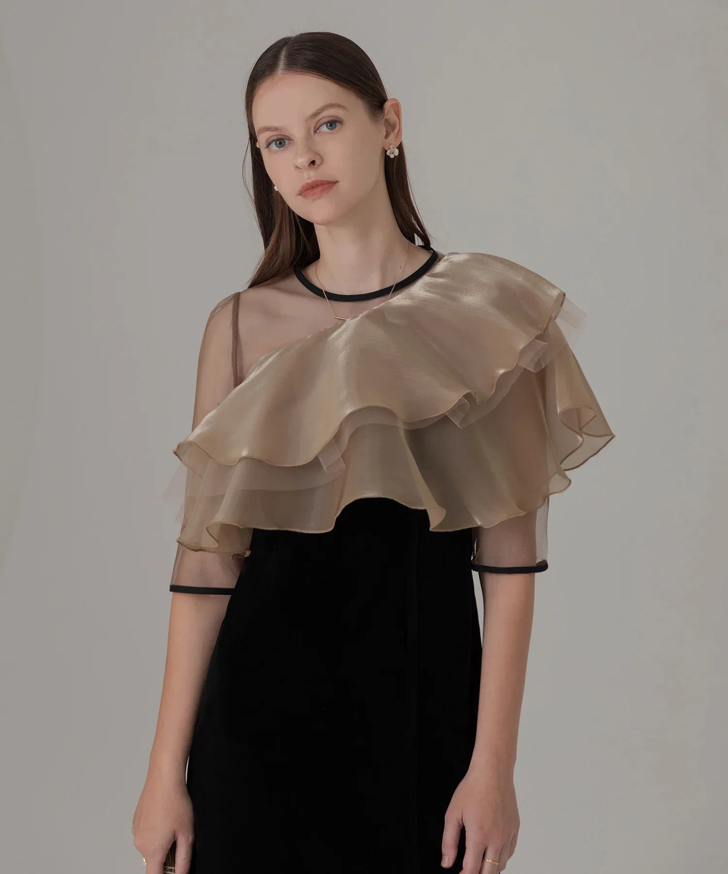 【当日発送】アシンメトリーティアードフリル3WAYベロアワンピースドレス