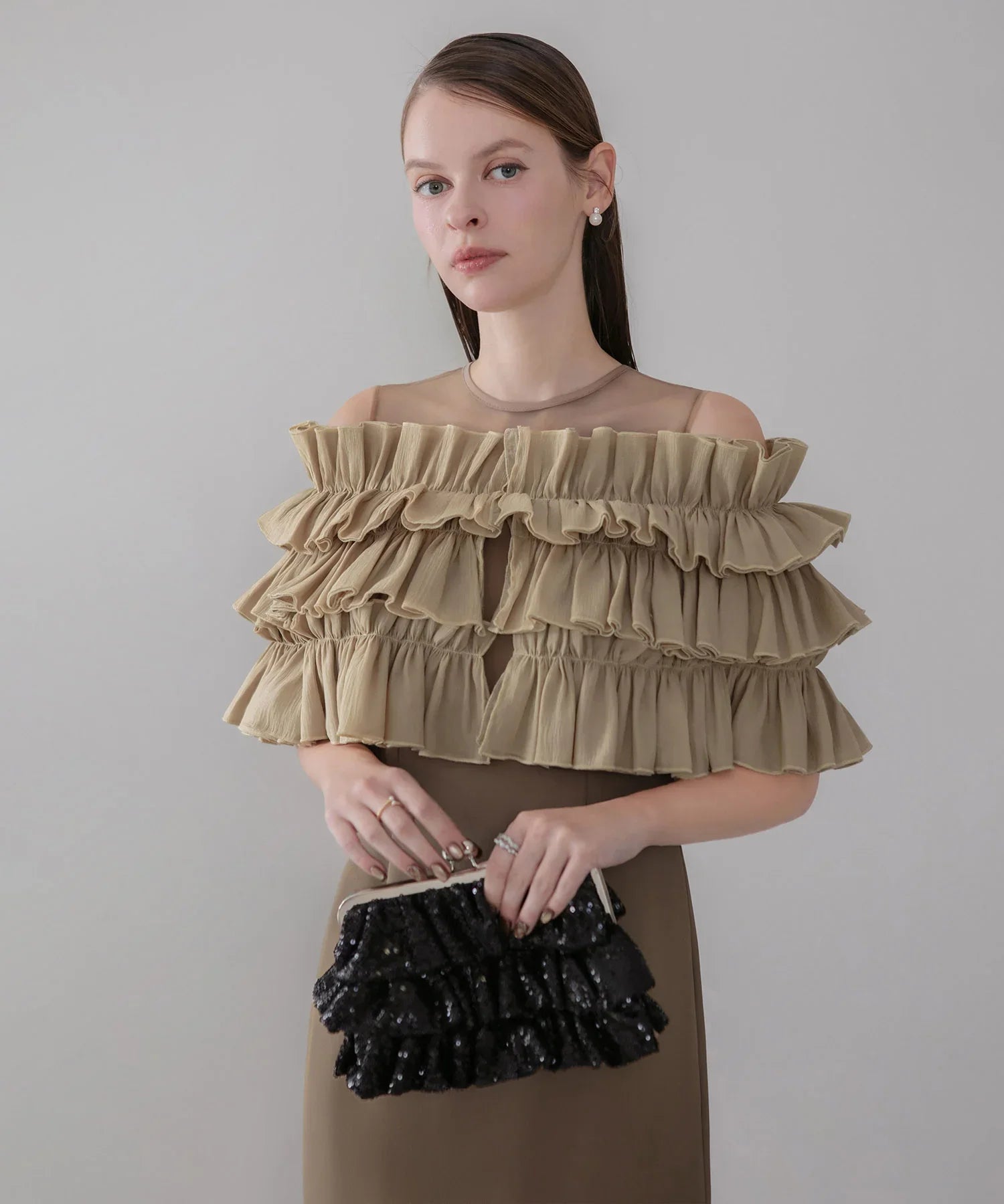 【当日発送】3WAYアシンメトリーチュールフリルワンピースドレス