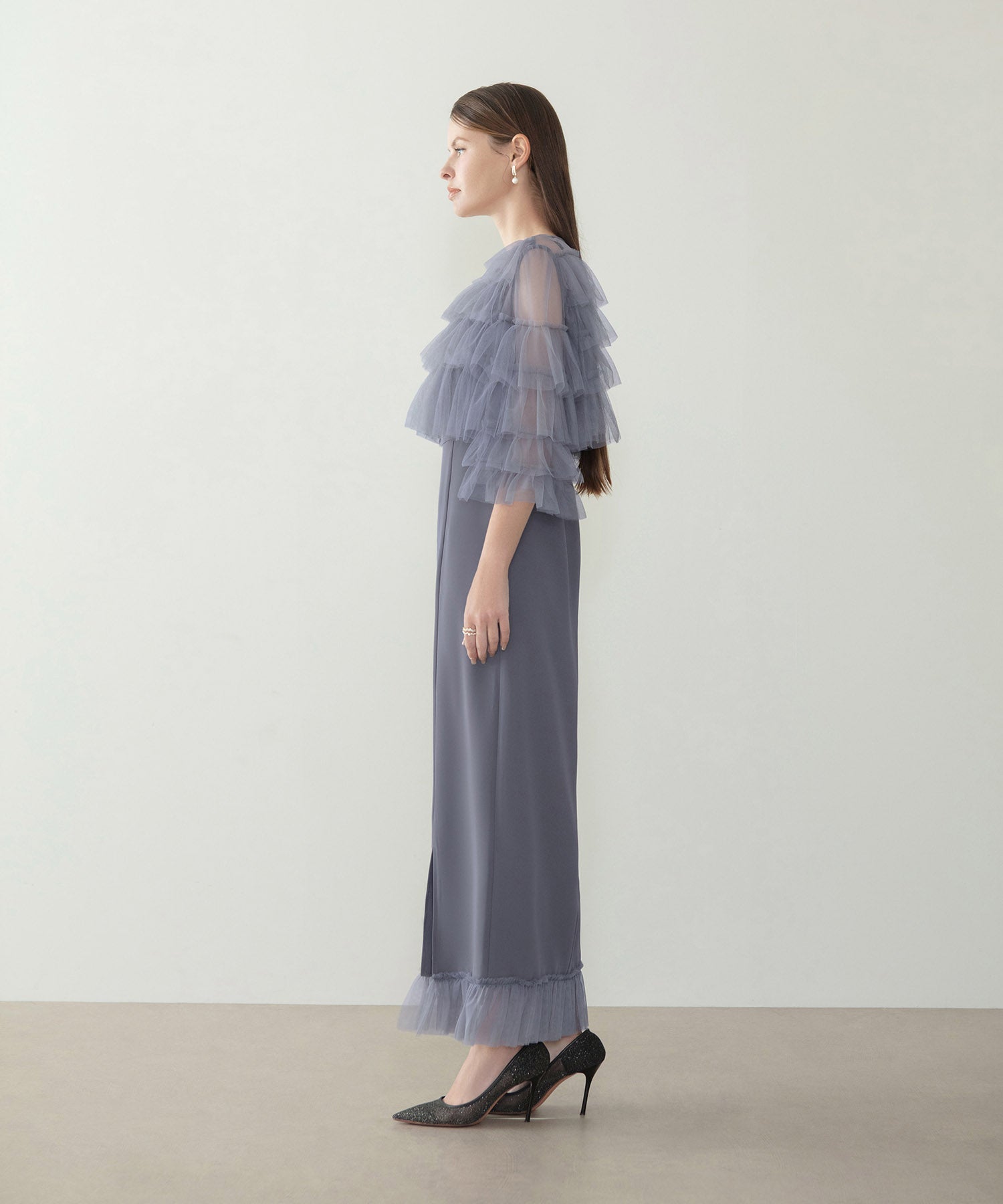 【当日発送】ティアードチュールボレロ フリルIラインワンピースドレス