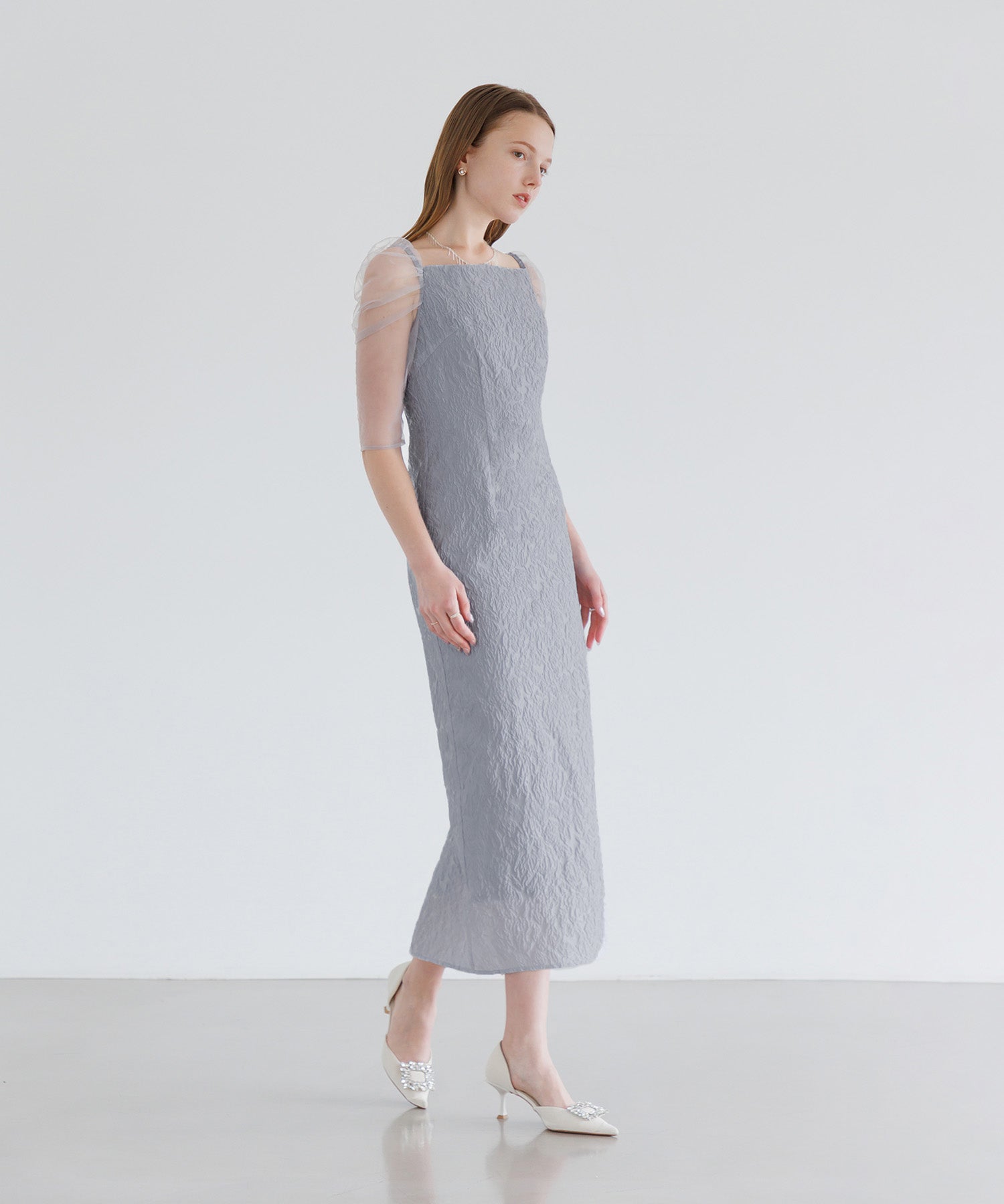 【当日発送】3WAYティアードフリルジャガードIラインワンピースドレス