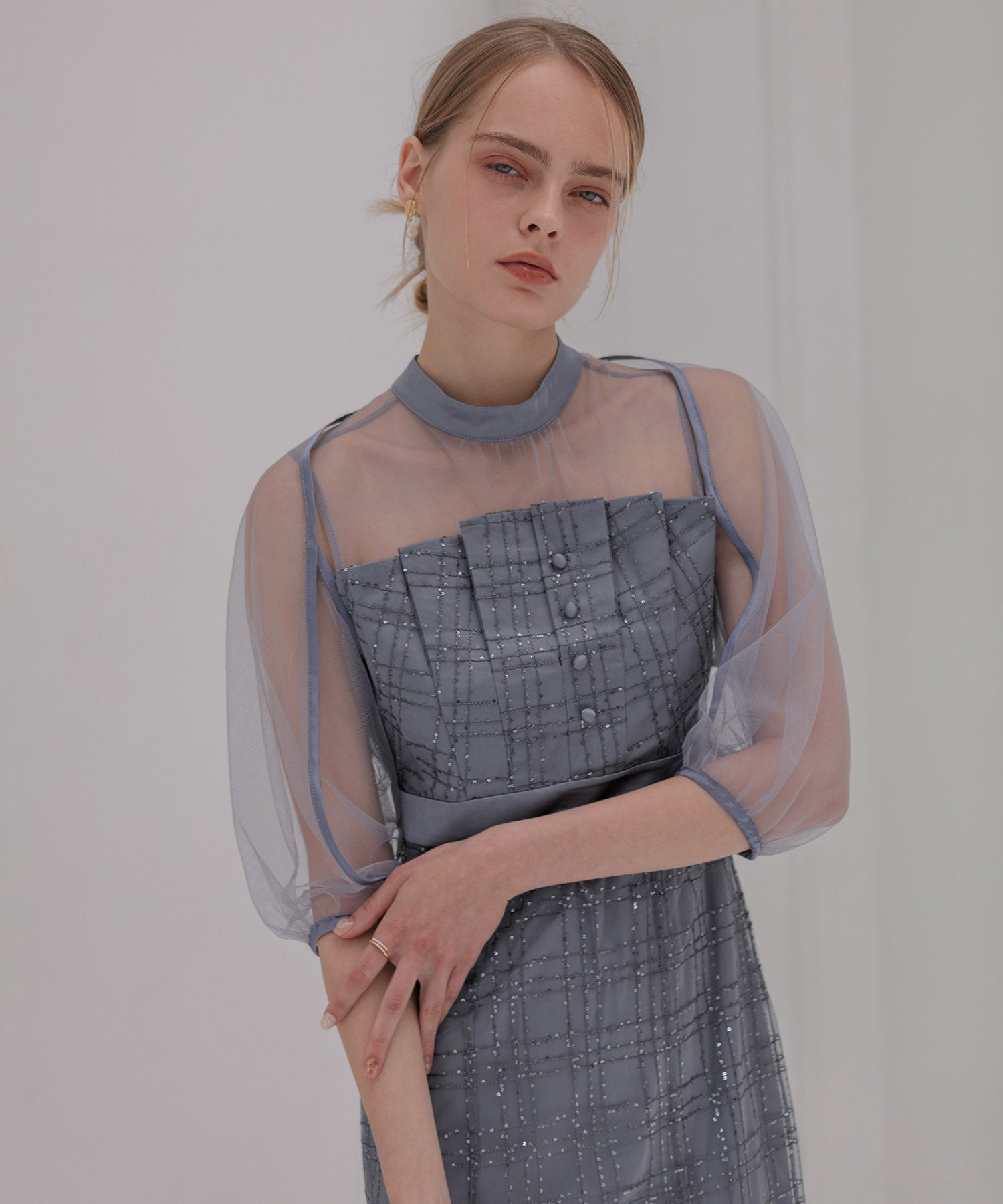 【当日発送】ラメチェックチュールボレロIラインドレス