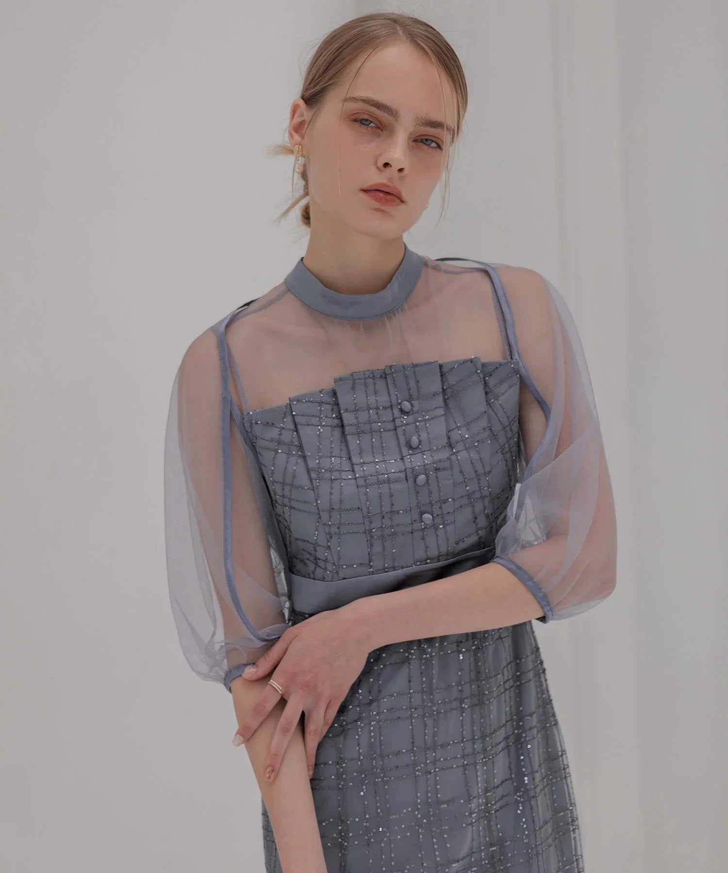 【当日発送】ラメチェックチュールボレロIラインドレス