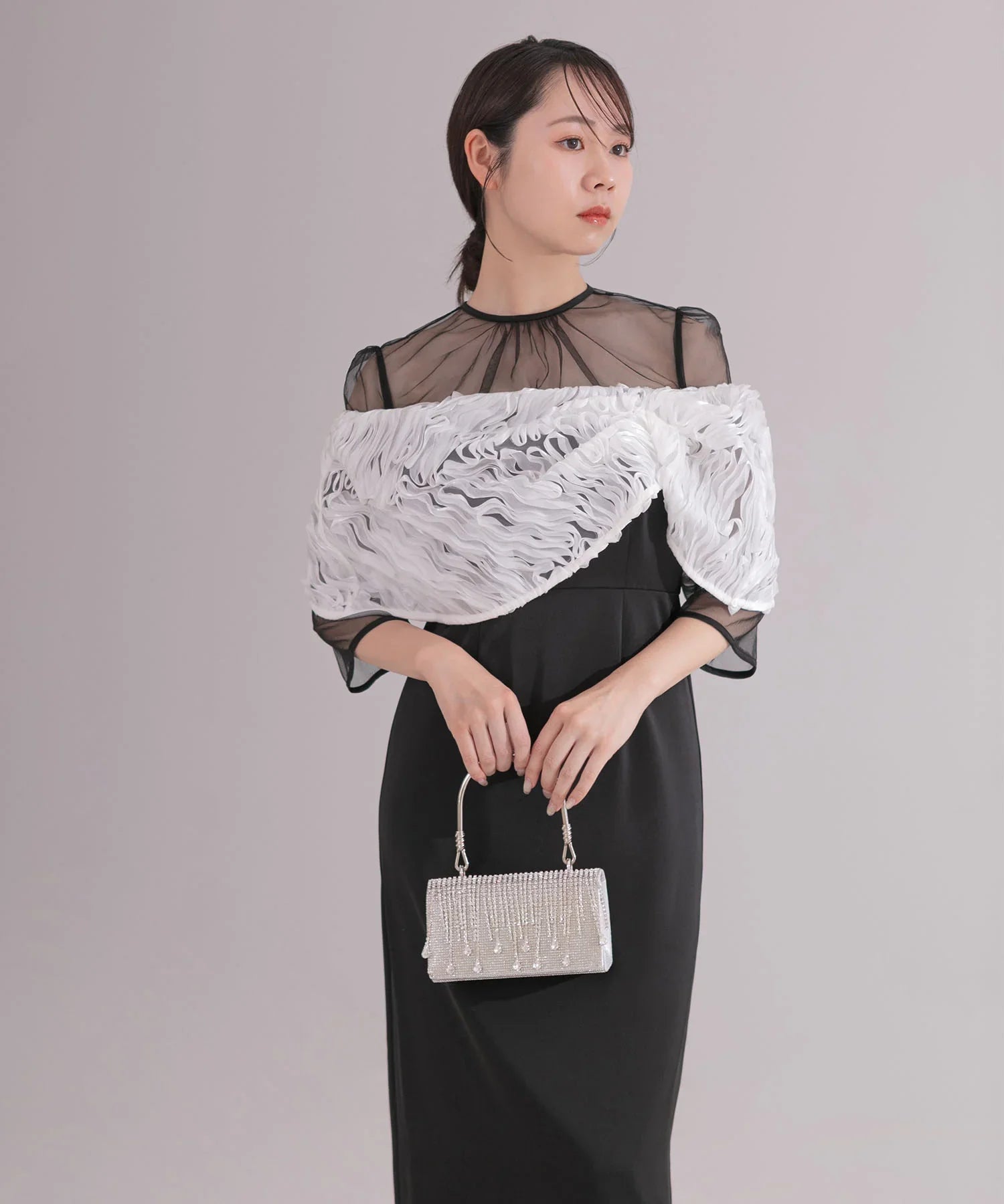 【当日発送】ドレープデザインIラインワンピースドレス