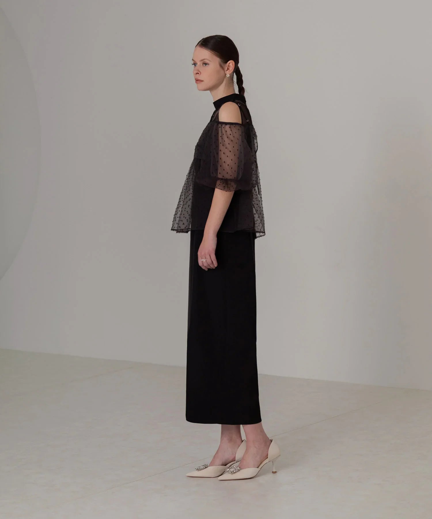 【当日発送】 レースドットビスチェセットアップIラインワンピースドレス