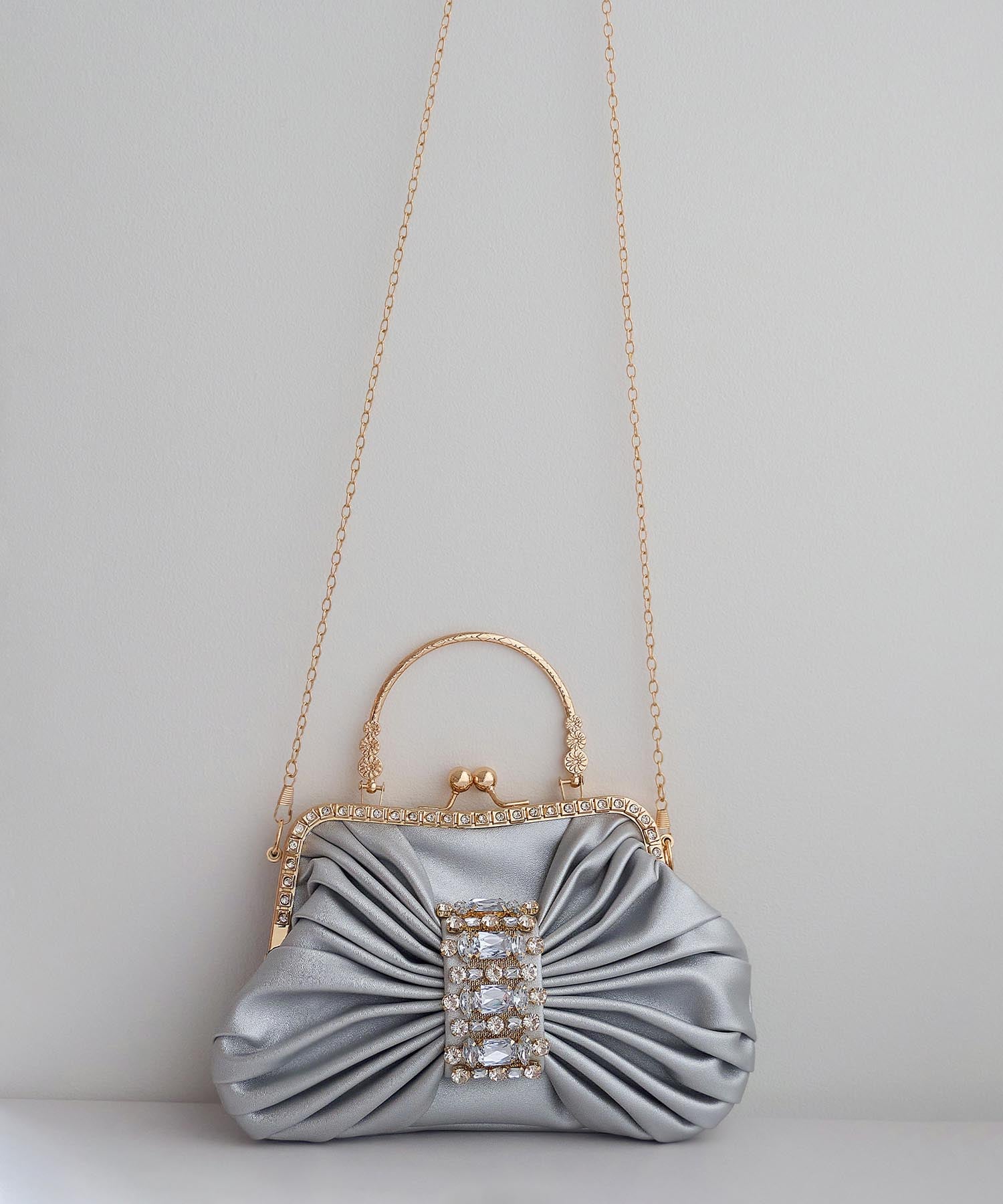 【当日発送】2WAYビジューバックル シャーリングハンドバッグ