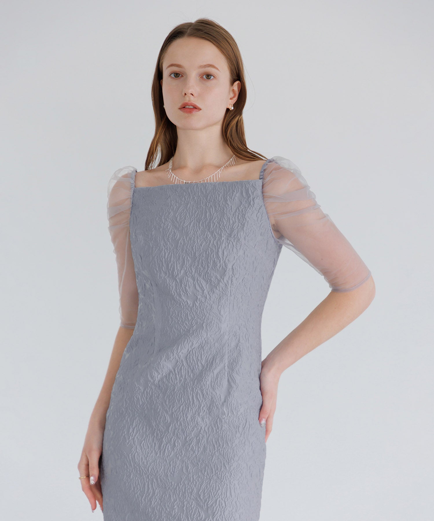 【当日発送】3WAYティアードフリルジャガードIラインワンピースドレス