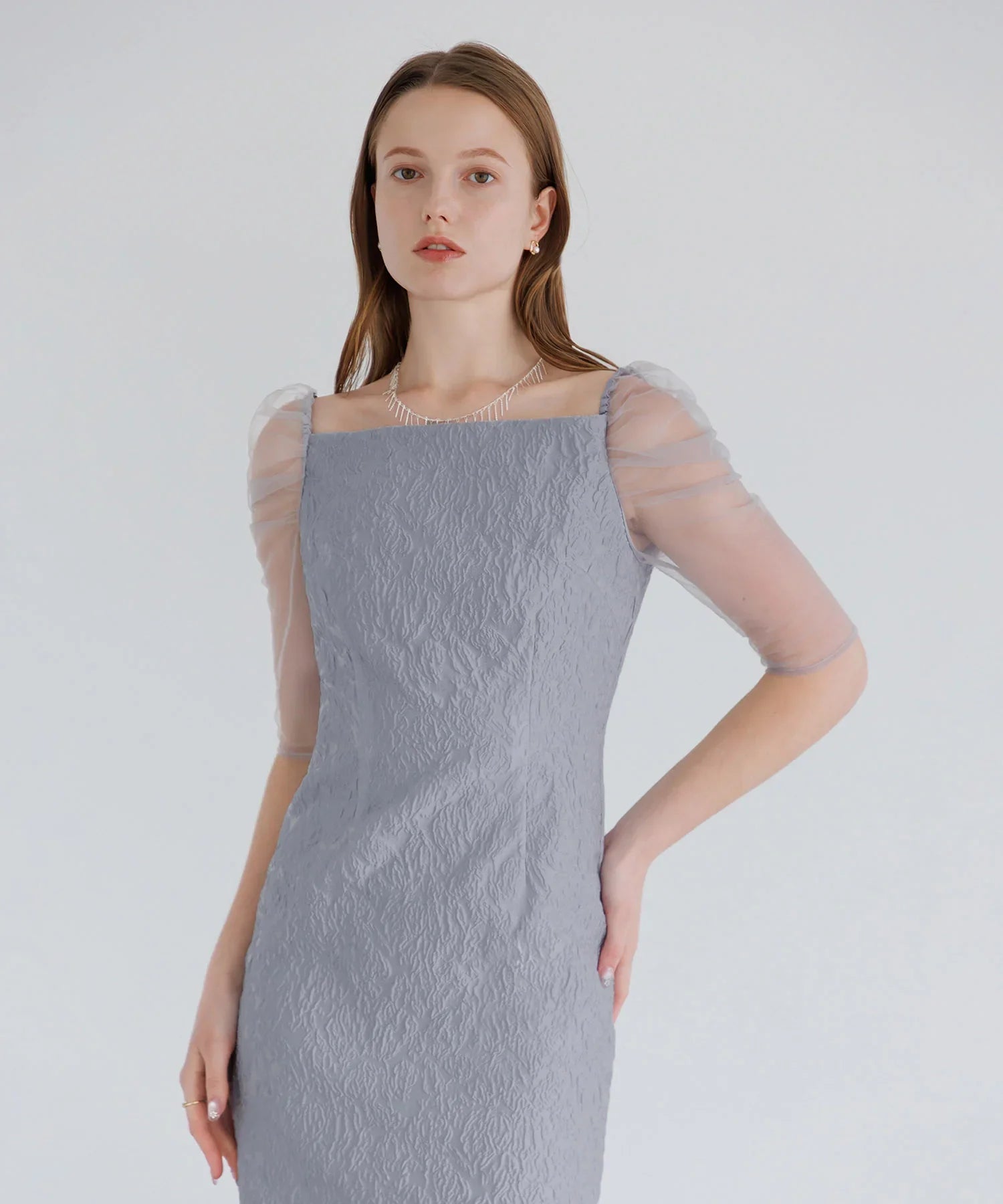 【当日発送】3WAYティアードフリルジャガードIラインワンピースドレス