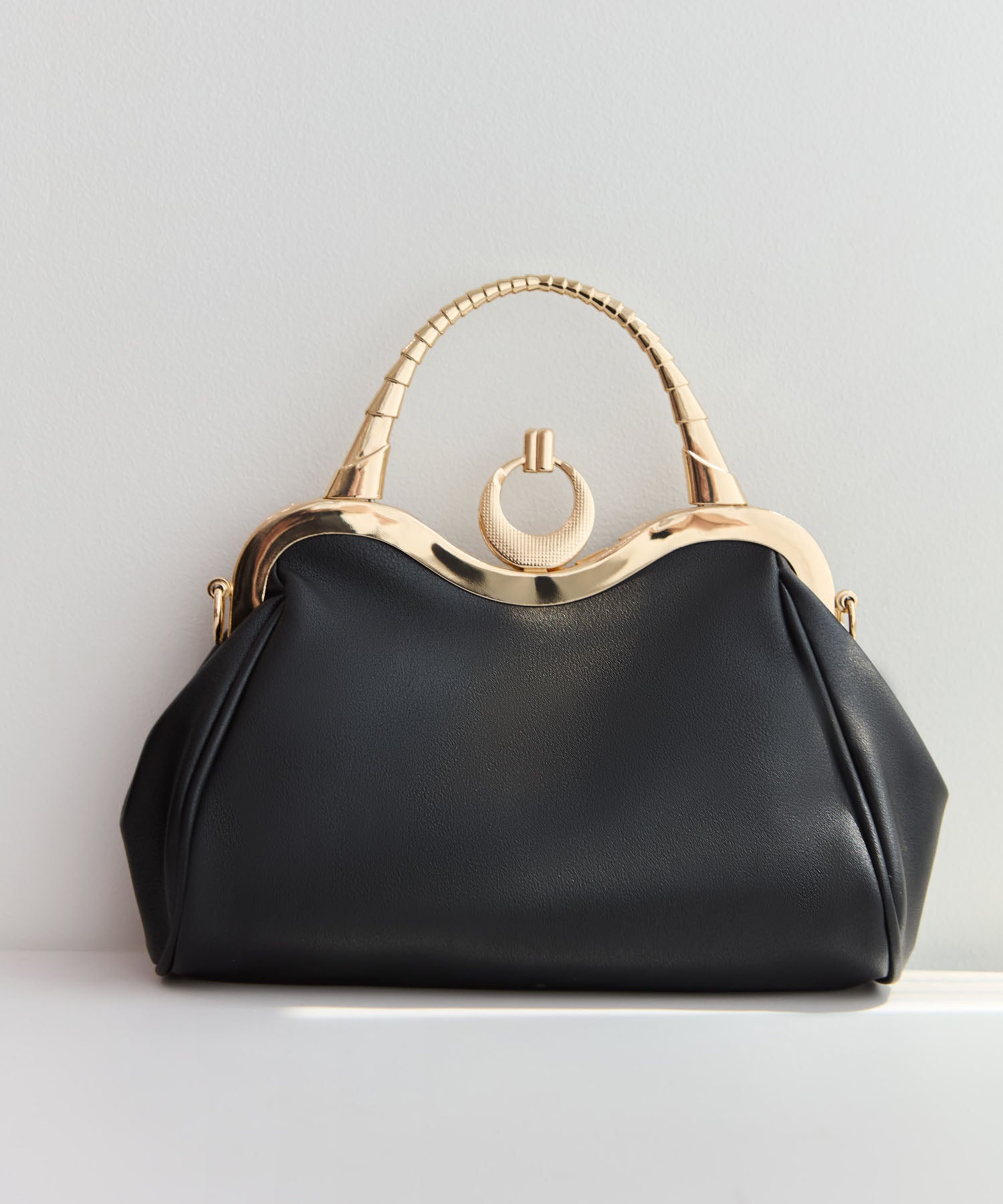 【当日発送】フェイクレザープリーツデザインビジュー2WAYショルダーバッグ