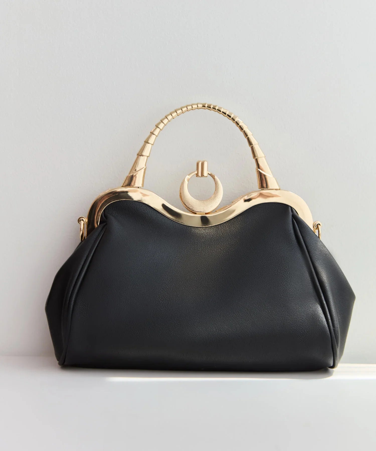 【当日発送】フェイクレザープリーツデザインビジュー2WAYショルダーバッグ