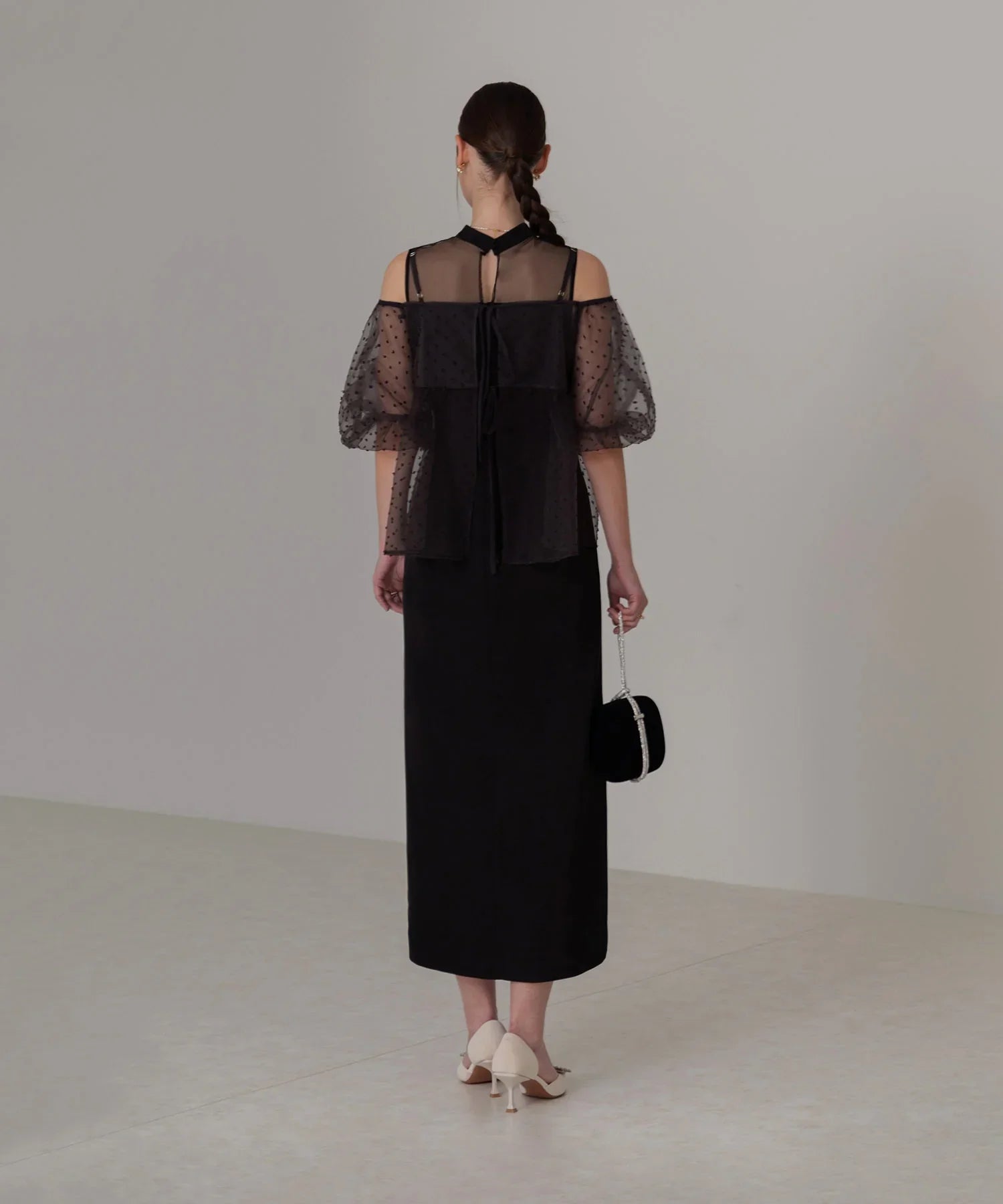 【当日発送】 レースドットビスチェセットアップIラインワンピースドレス