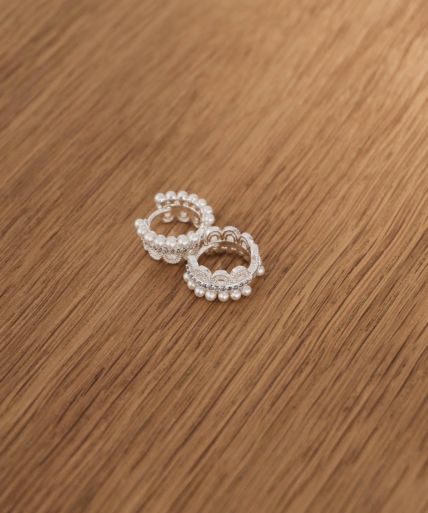 【当日発送】パールレースフープピアス