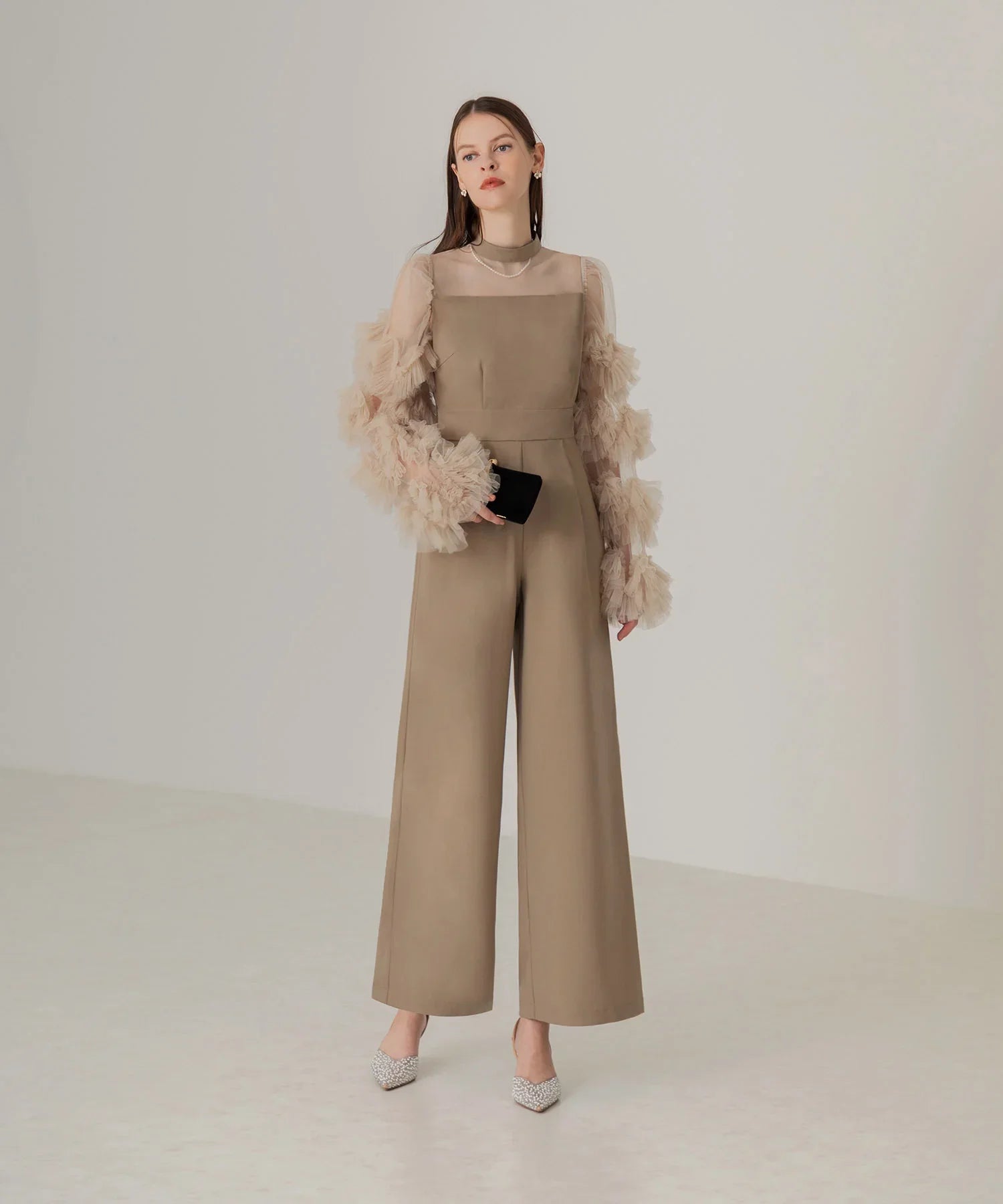 【当日発送】ボリュームチュールスリーブオールインワンパンツドレス