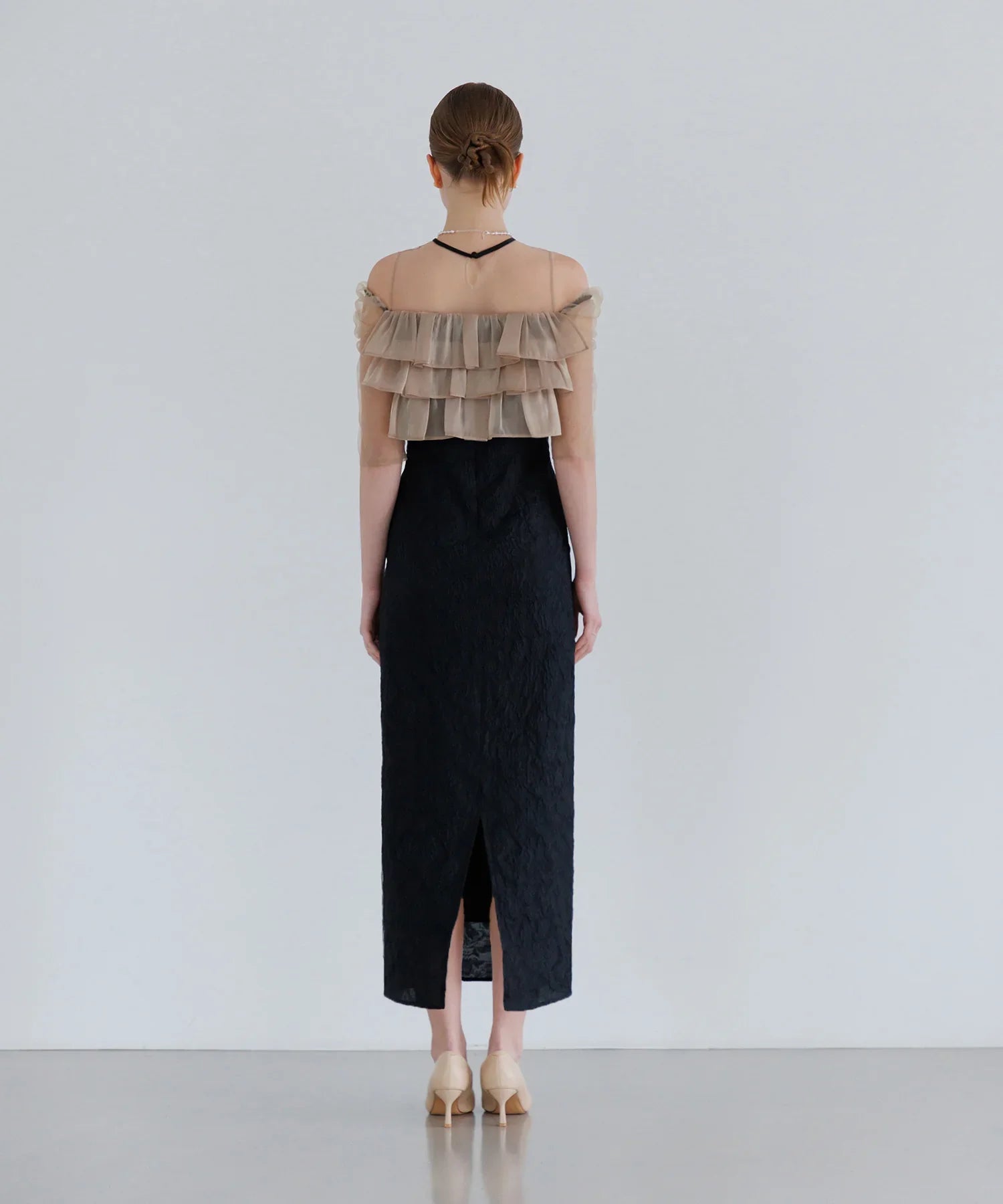 【当日発送】3WAYティアードフリルジャガードIラインワンピースドレス