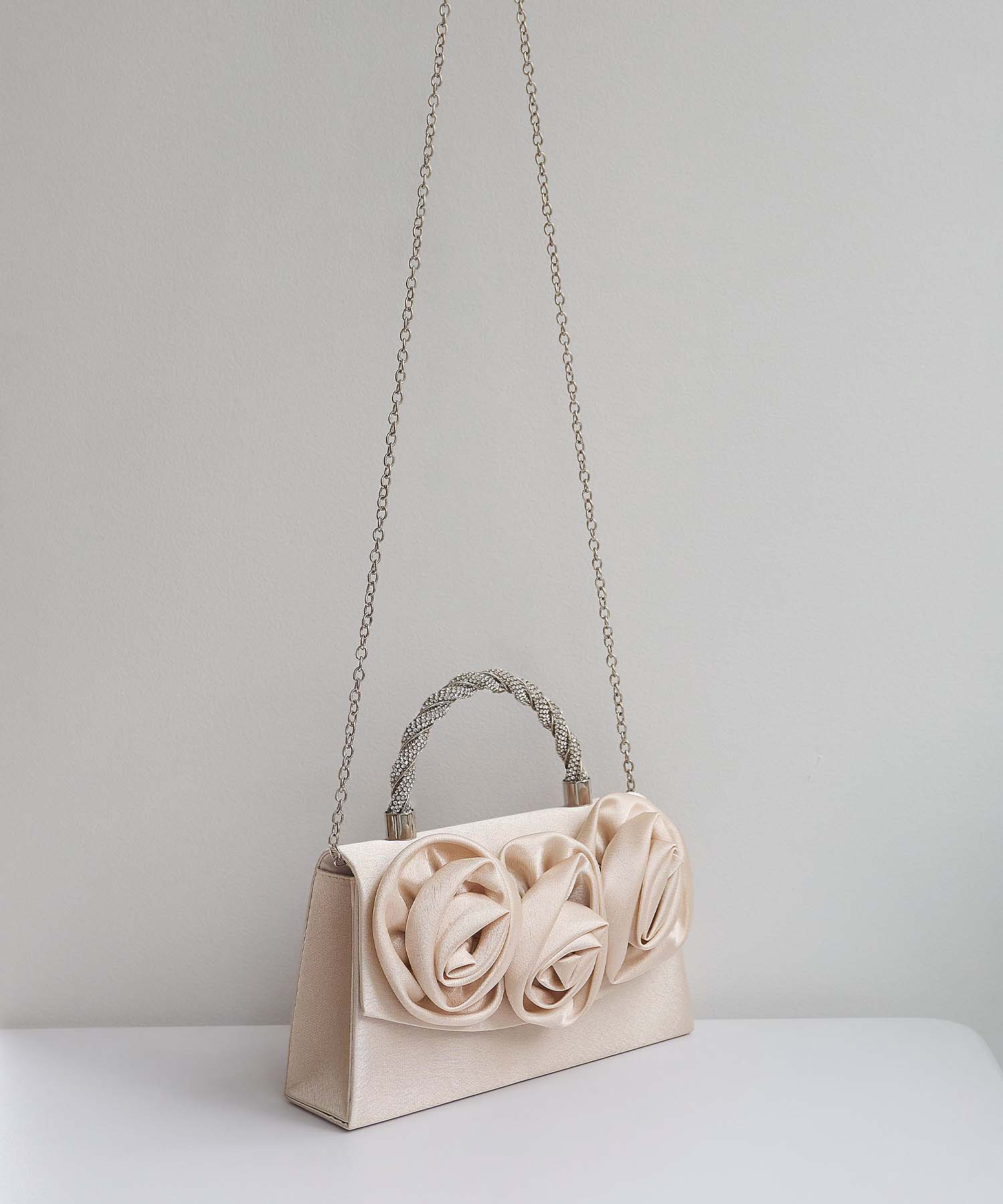 【予約商品】2WAYローズフラワー ツイストストーンハンドルバッグ