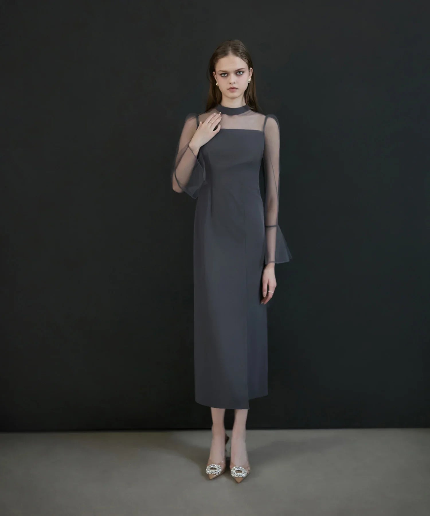 【当日発送】2WAYスパンコールビスチェチュールIラインワンピースドレス