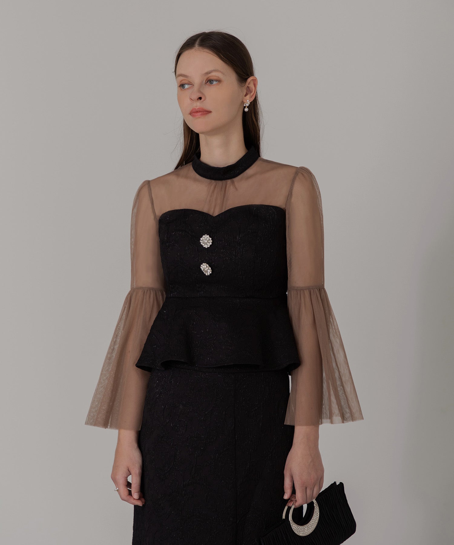 【当日発送】スパンコールビジューボタンセットアップワンピースドレス