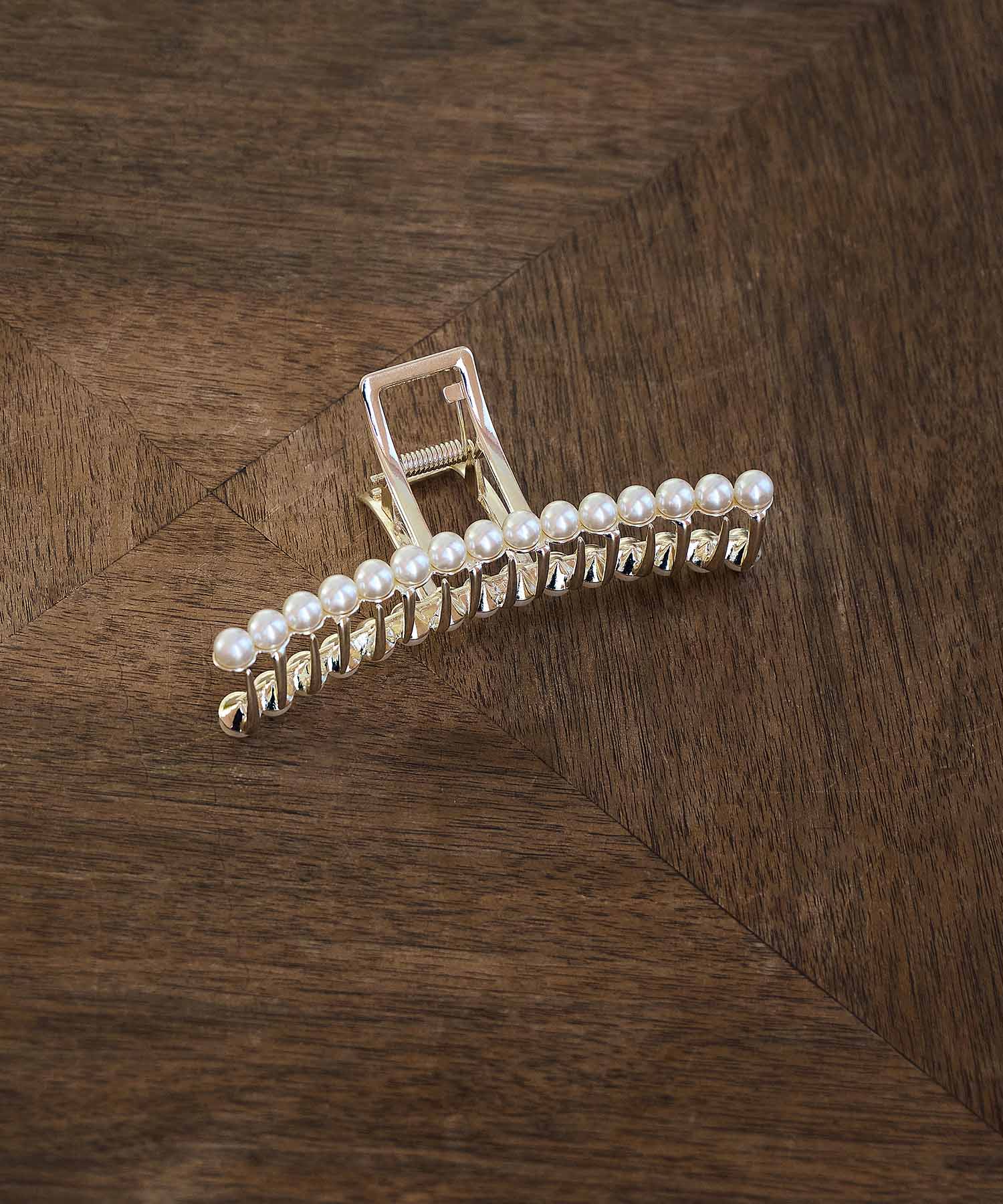 【当日発送】パールライン メタルロングヘアクリップ