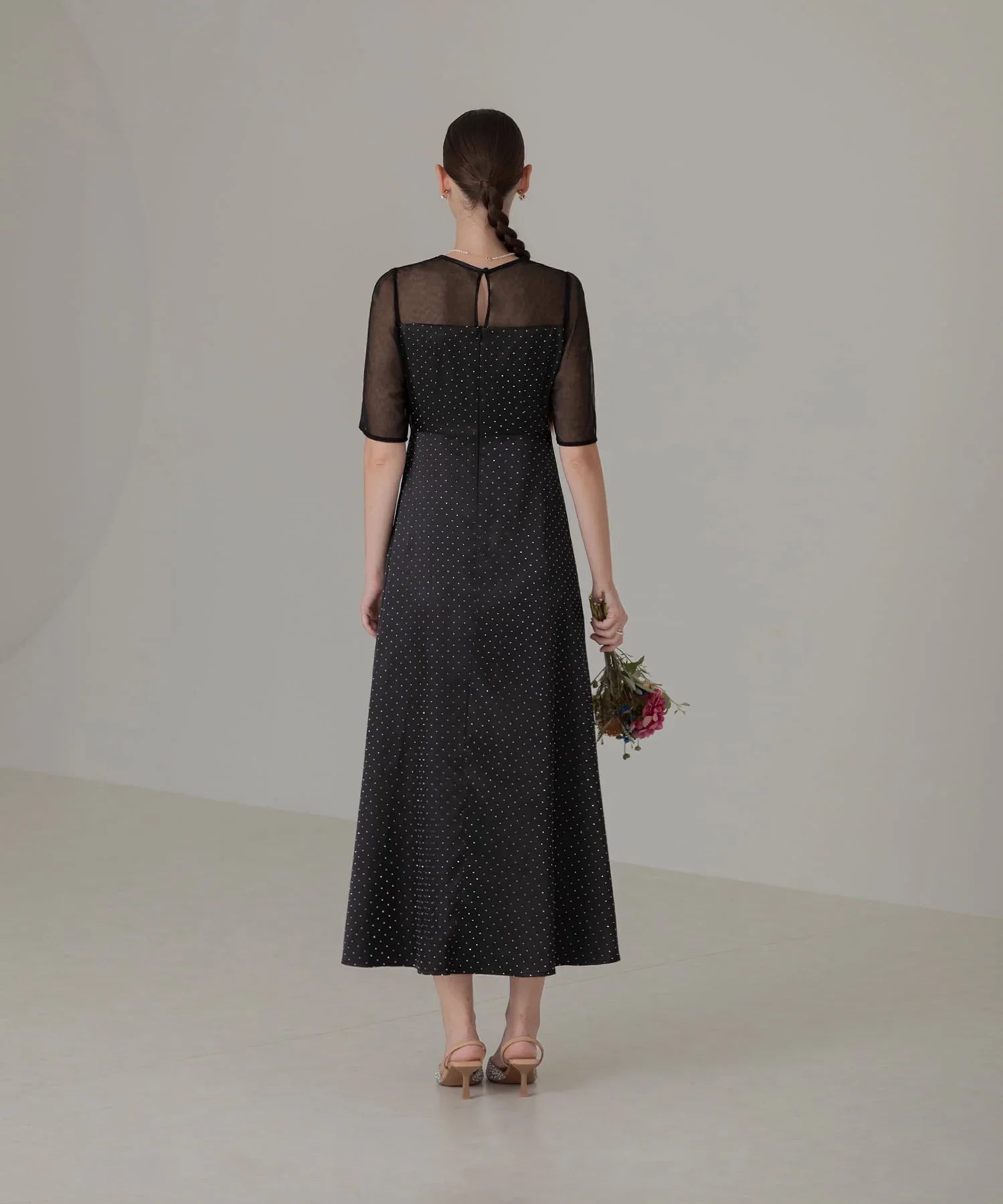 【SOLD OUT】2WAYリボンボレロドットストーンワンピースドレス