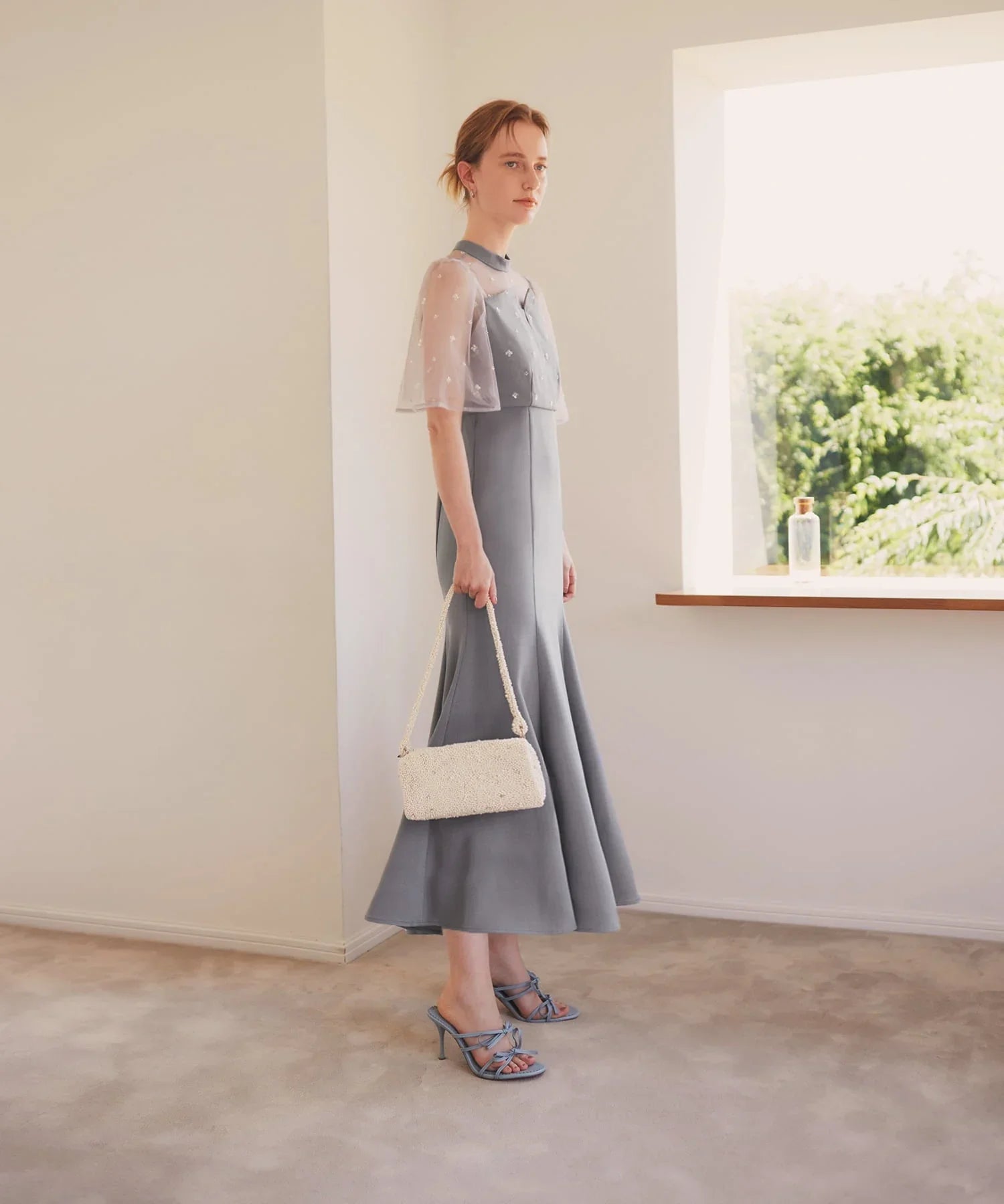 【當天出貨】碎花亮片薄紗重疊魚尾裙