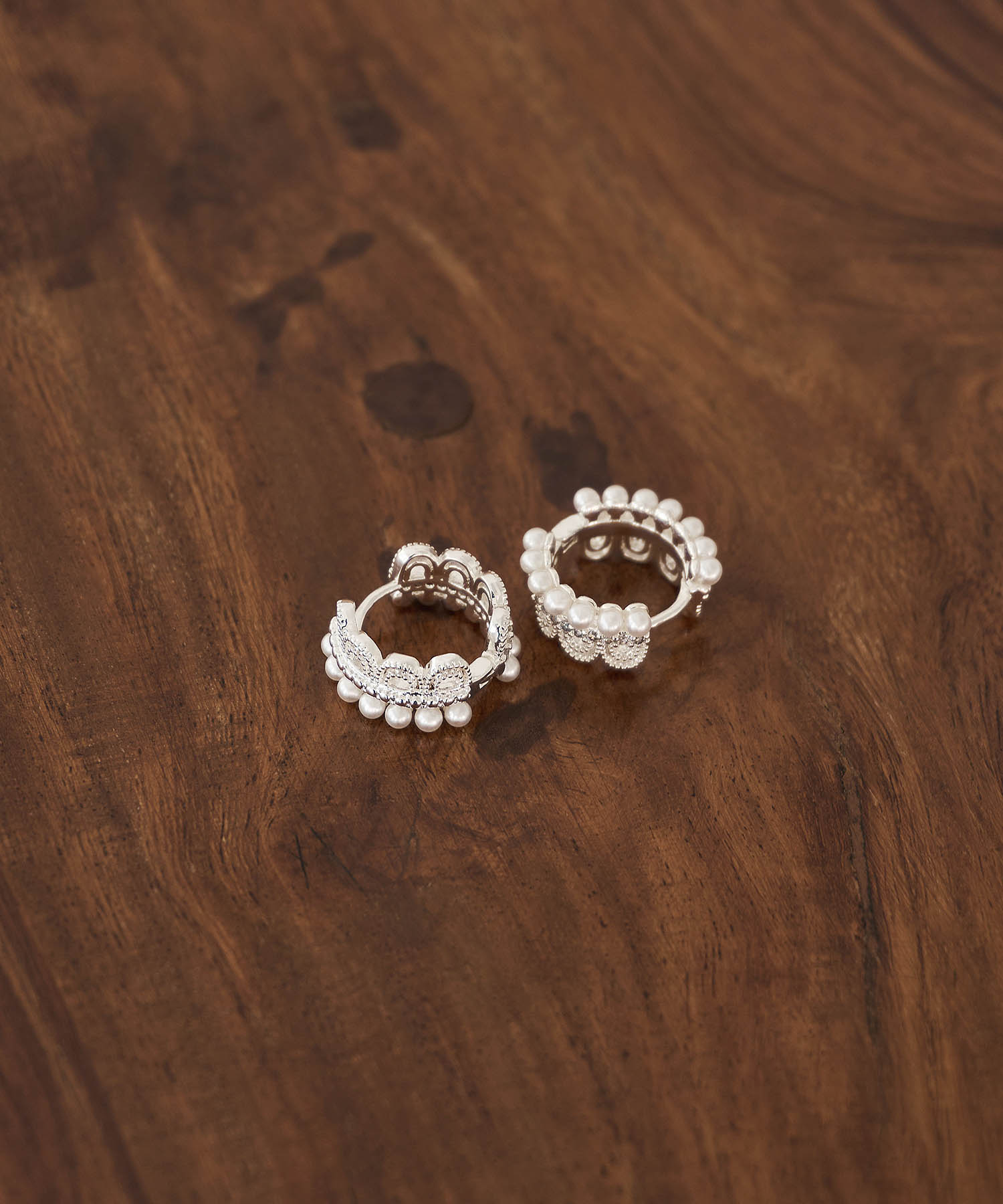 【当日発送】パールレースフープピアス