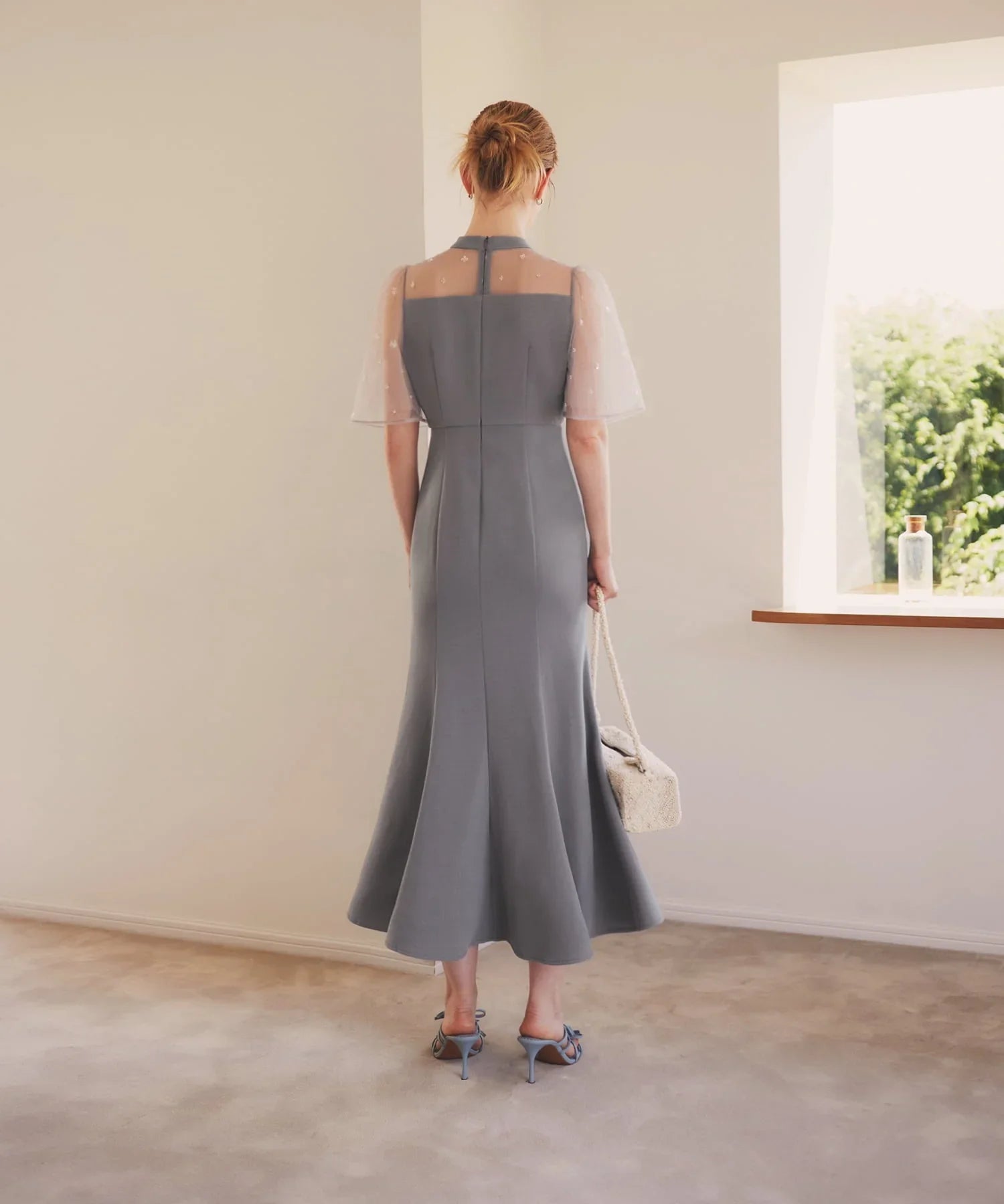 【當天出貨】碎花亮片薄紗重疊魚尾裙