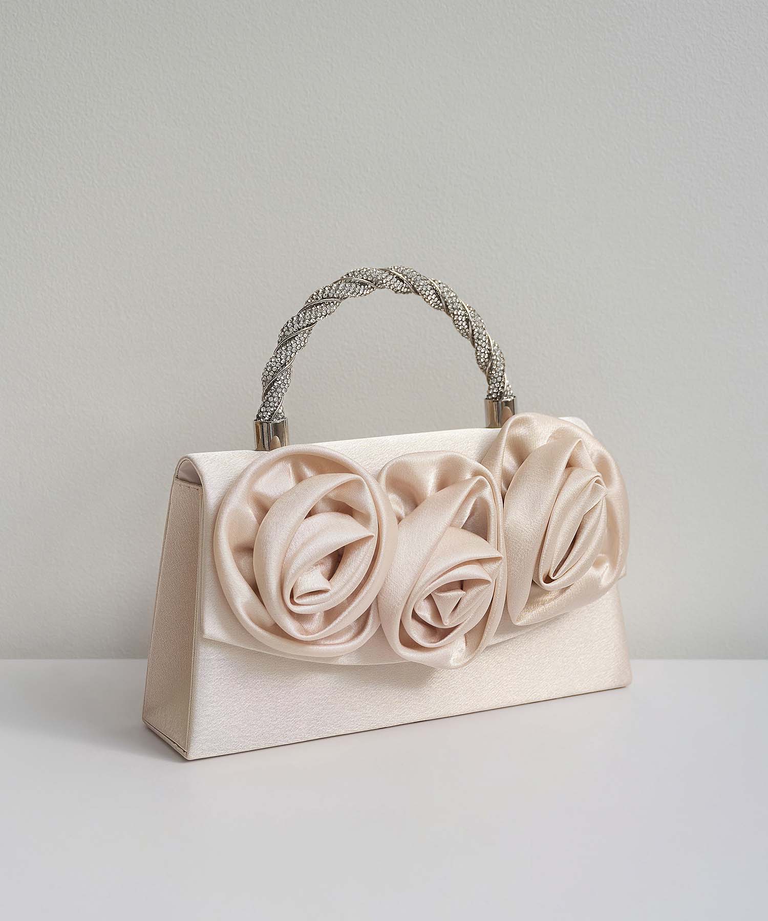 【予約商品】2WAYローズフラワー ツイストストーンハンドルバッグ